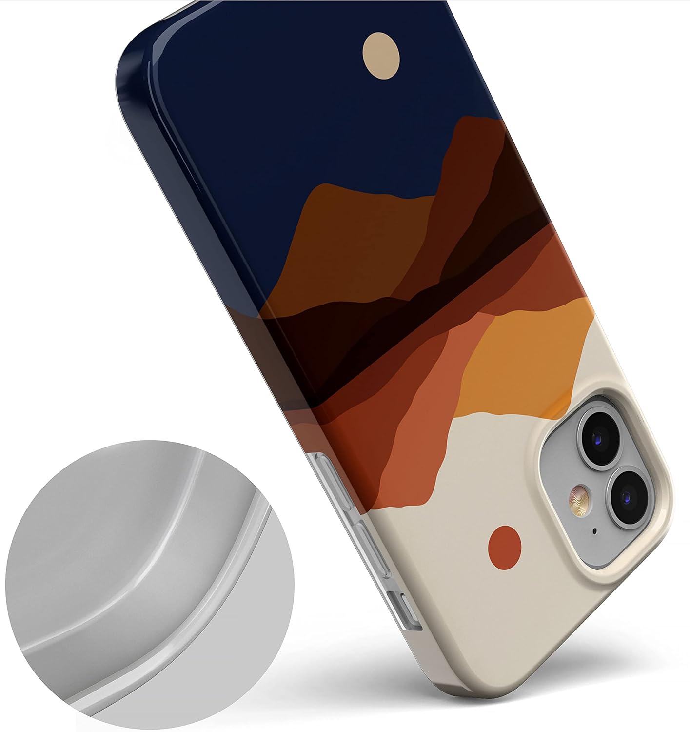 Casely Funda para iPhone 11  Los opuestos se atraen  Funda de montaña de bloque de color de día y noche
