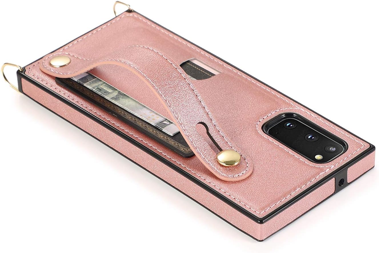 Funda tipo cartera para Samsung Galaxy Note 20, correa de piel ajustable extraíble para tarjetas cruzadas, correa para el cuello, correa para el