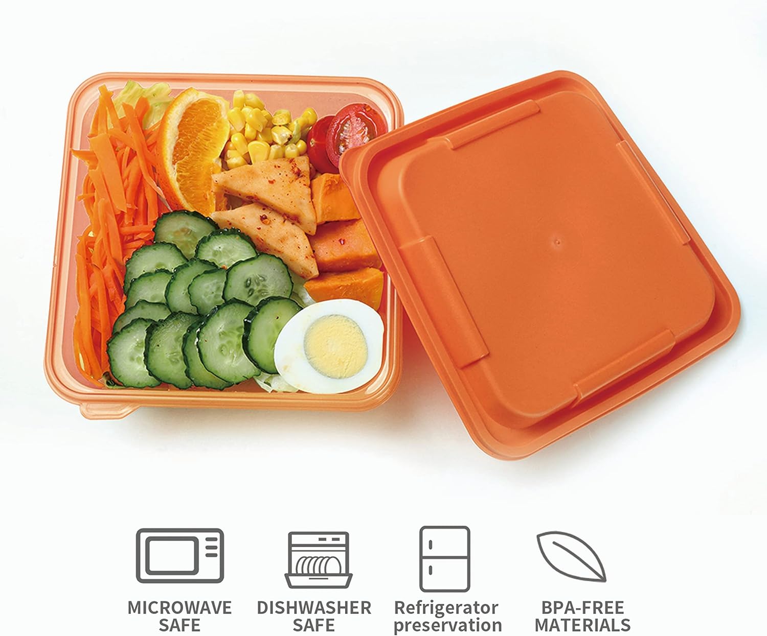 Paquete de 15 cajas Bento de plástico para alimentos con tapas, lonchera, contenedor de preparación de comidas para almacenamiento de alimentos, sin
