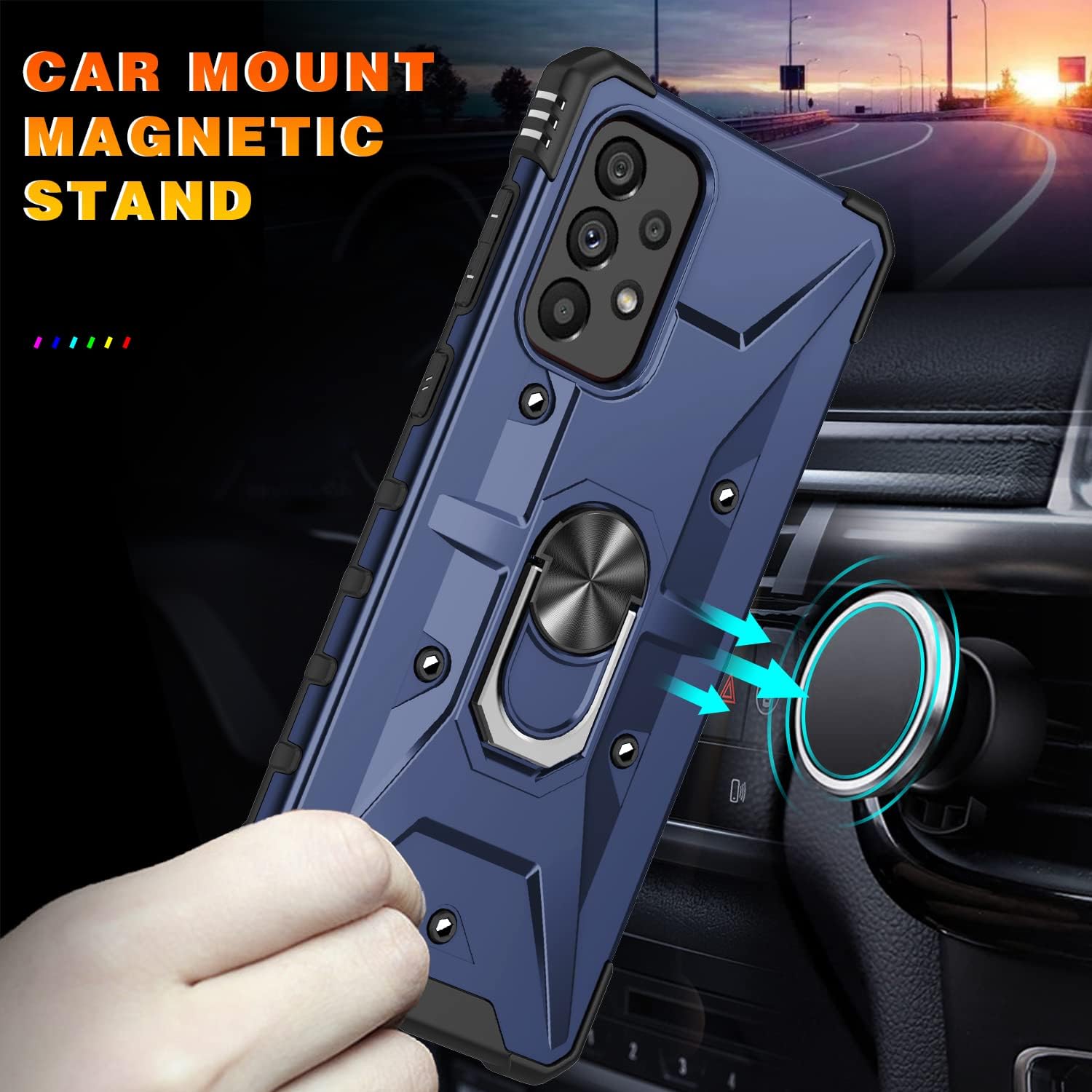 Funda para Galaxy A53 5G, Samsung A53 5G con protector de pantalla de vidrio templado, grado militar, doble a prueba de golpes, con función atril,