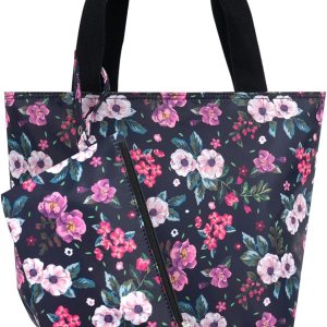 MOV COMPRA Bolsa de almuerzo para mujer, bolsa organizadora de almuerzo, bolsa térmica con cremallera extraíble para trabajo, viajes, picnic (flor MOV COMPRA Bolsa de almuerzo para mujer, bolsa organizadora de almuerzo, bolsa térmica con cremallera extraíble para trabajo, viajes, picnic (flor