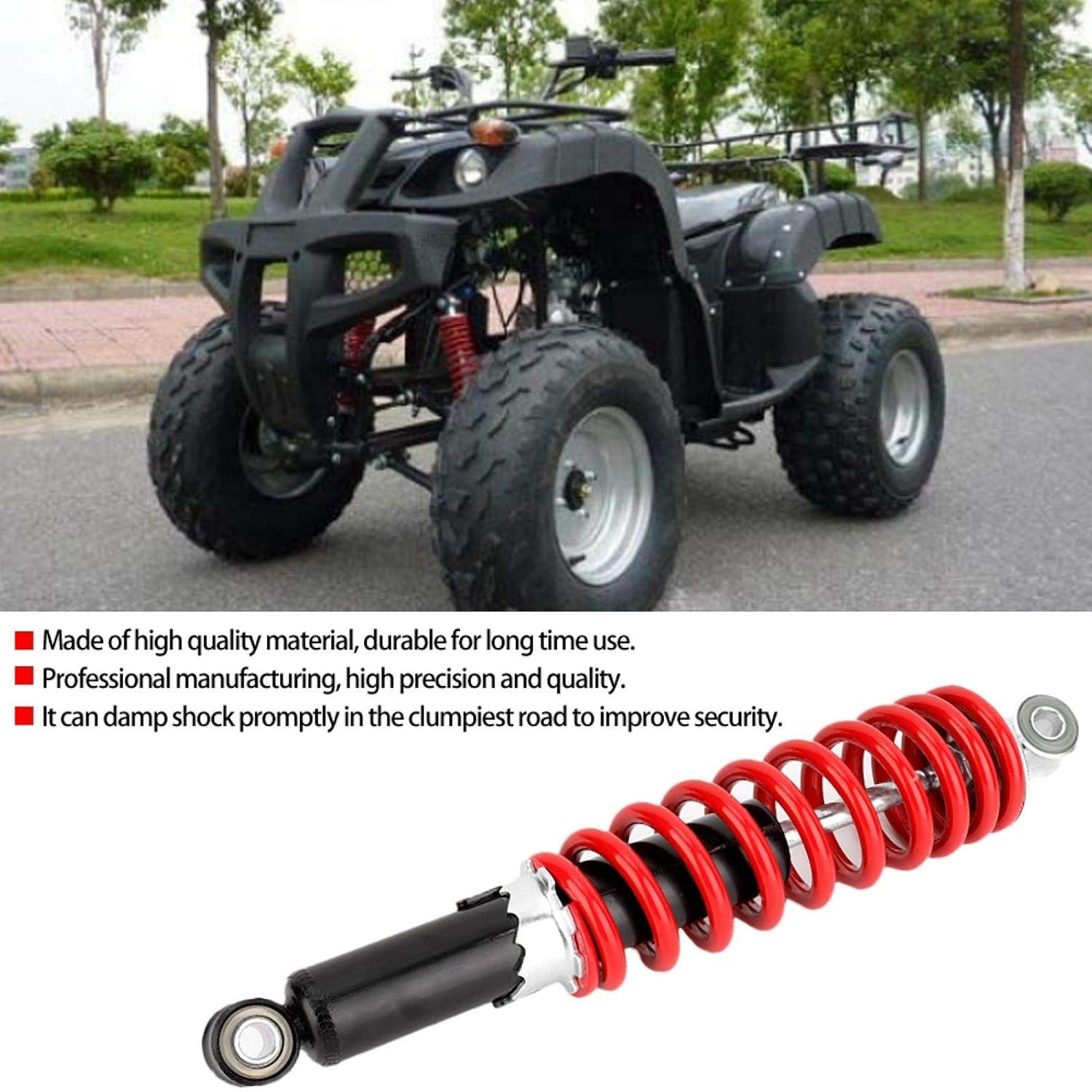 KIMISS Suspensión de ajuste del amortiguador, 12.008 in amortiguadores delanteros de suspensión para 110cc 150cc 200cc 250c ATV Quad Bike