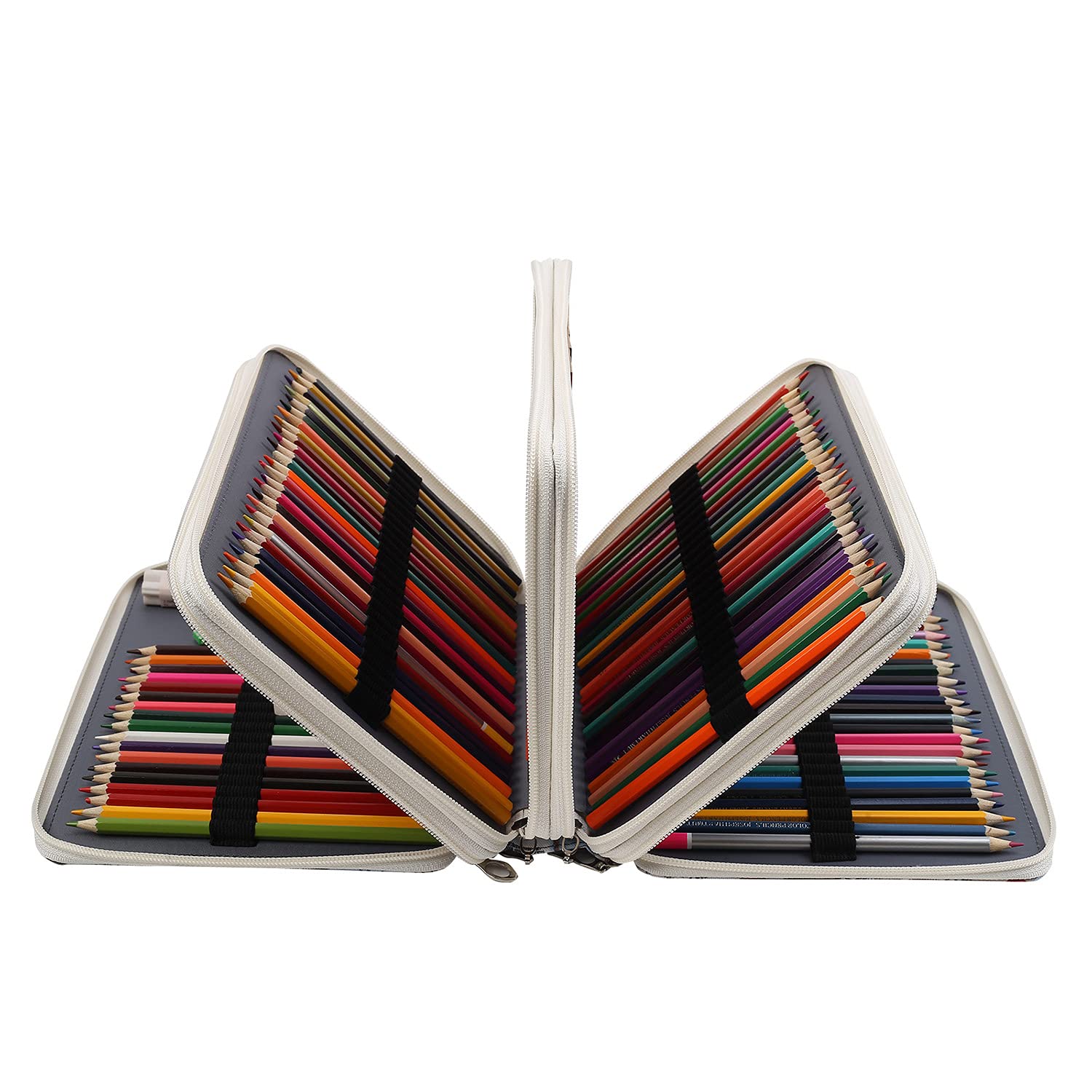 Shulaner Estuche organizador de lápices de colores con cremallera PVC de gran capacidad para estudiantes o artistas