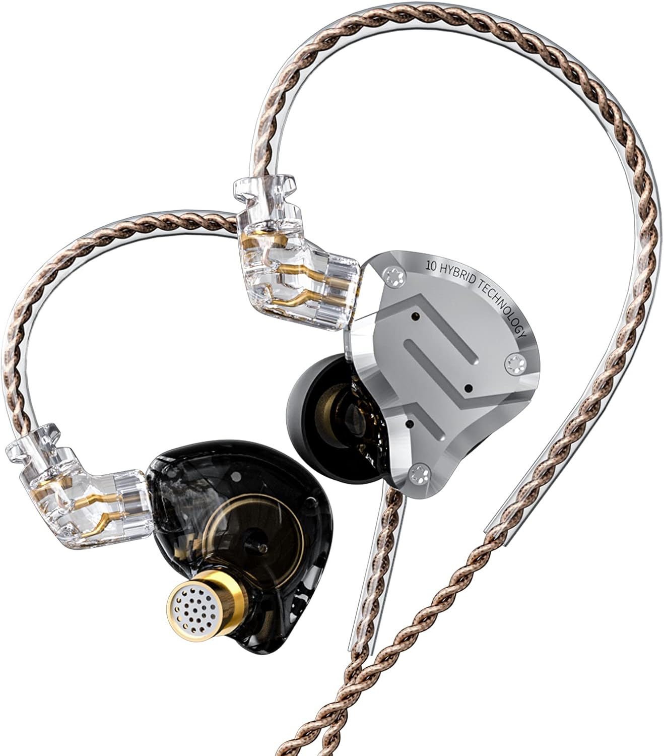 KZ ZS10 Pro – Auriculares con monitor de oído, auriculares de metal 4BA 1DD, auriculares de bajo de alta fidelidad IEM con cable C desmontable de 2