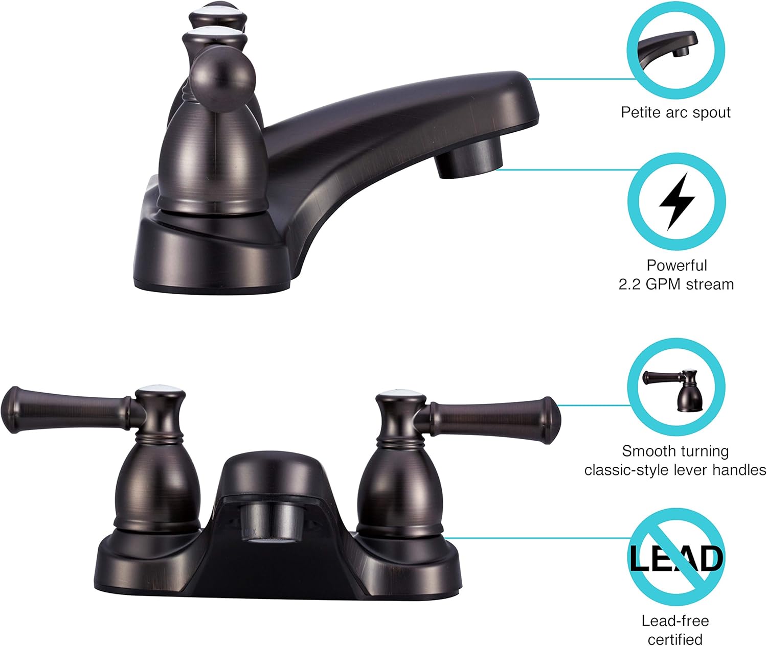 Dura Faucet DF-PL700L-VB – Grifo de baño RV con asas clásicas para frío y calor (bronce veneciano)