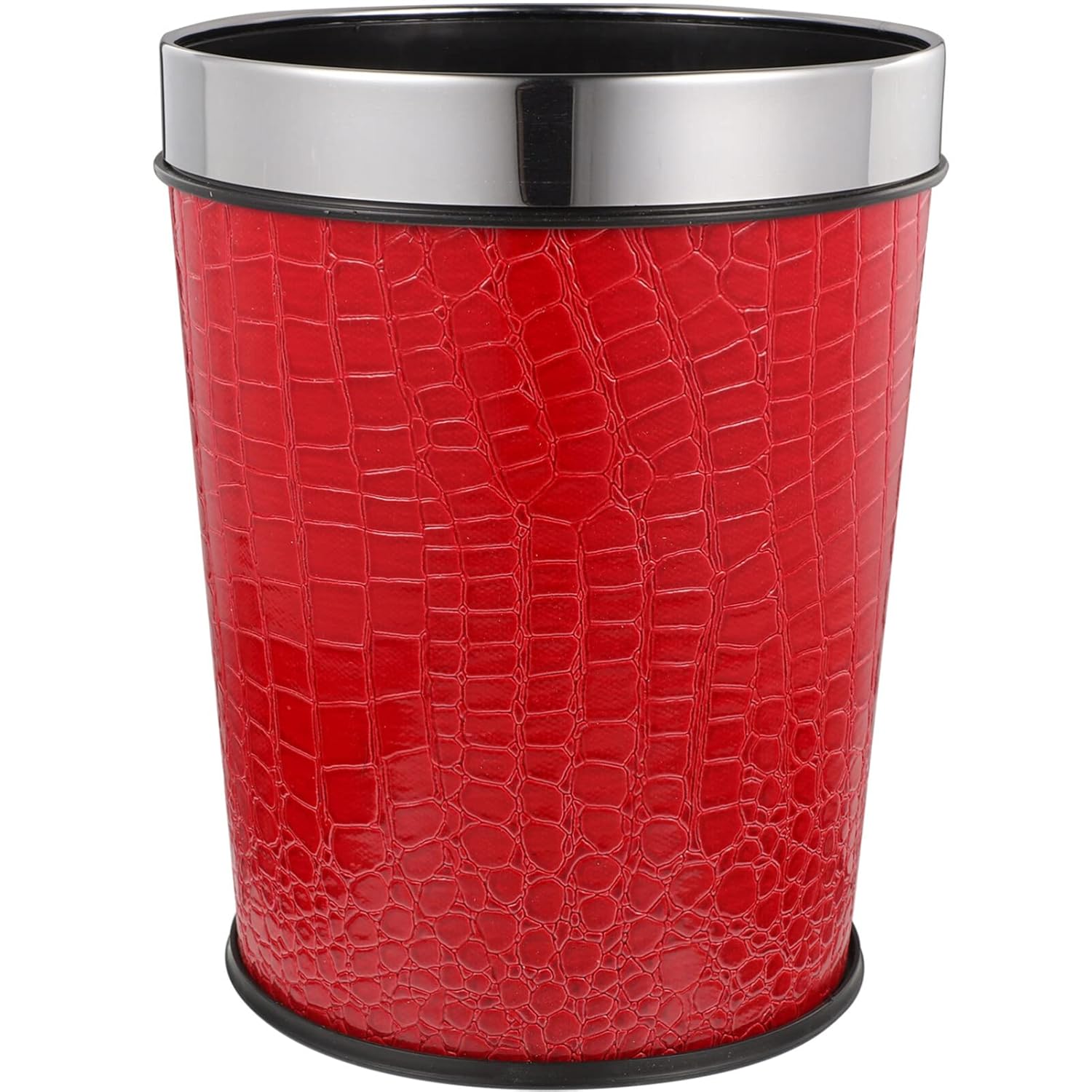 Zerodeko Cubo de basura redondo de piel sintética de 5 litros, sin tapa, cesta de papel higiénico, contenedor de artículos diversos, cubo de basura