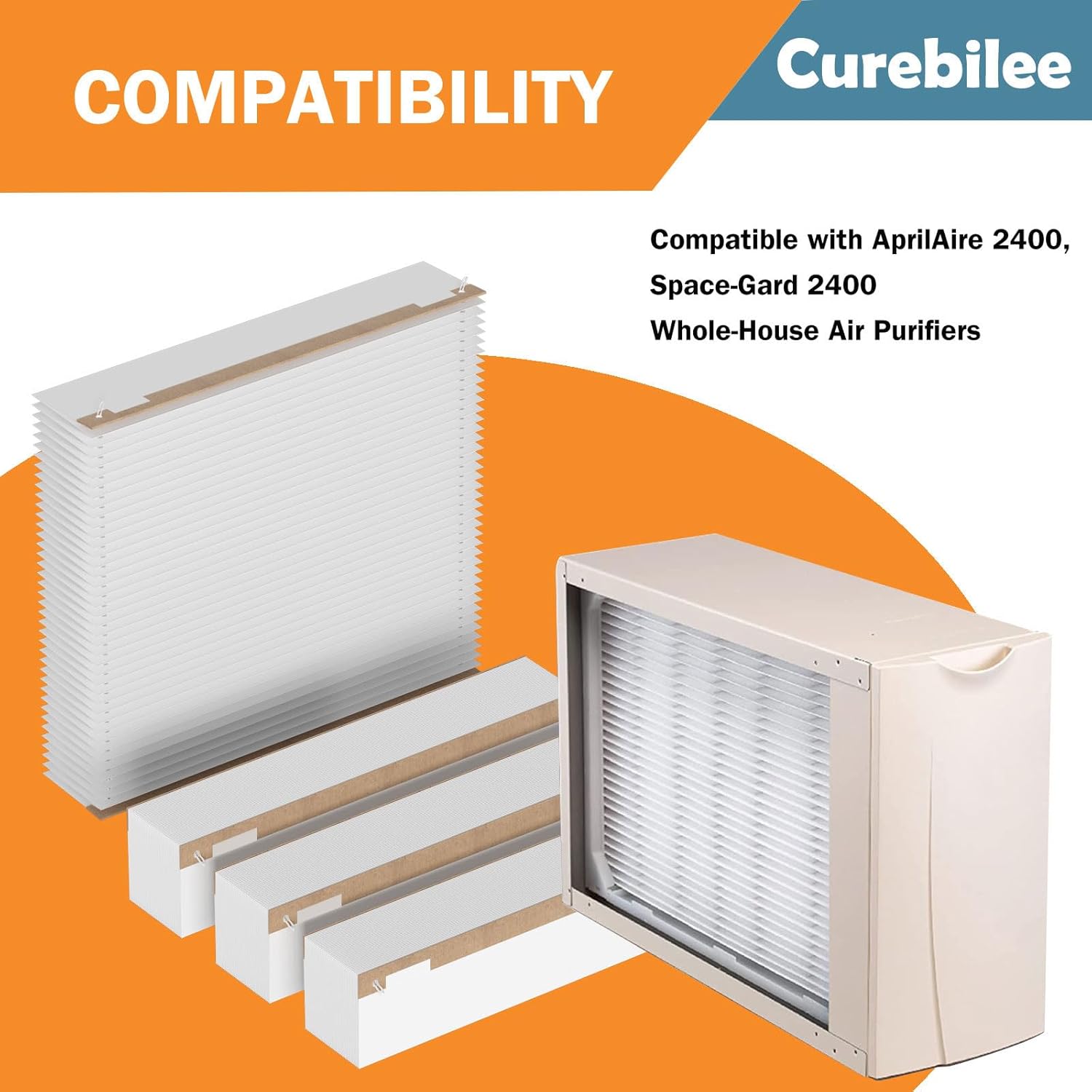 Filtro de repuesto 2400 401 MERV 13 compatible con AprilAire 2400, Space-Gard 2400 Purificadores de aire para toda la casa, filtro de aire MERV 13