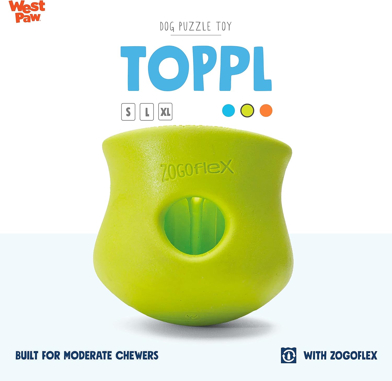 Dispensador interactivo de golosinas para perros West Paw, con diseño Toppl de Zogoflex, L