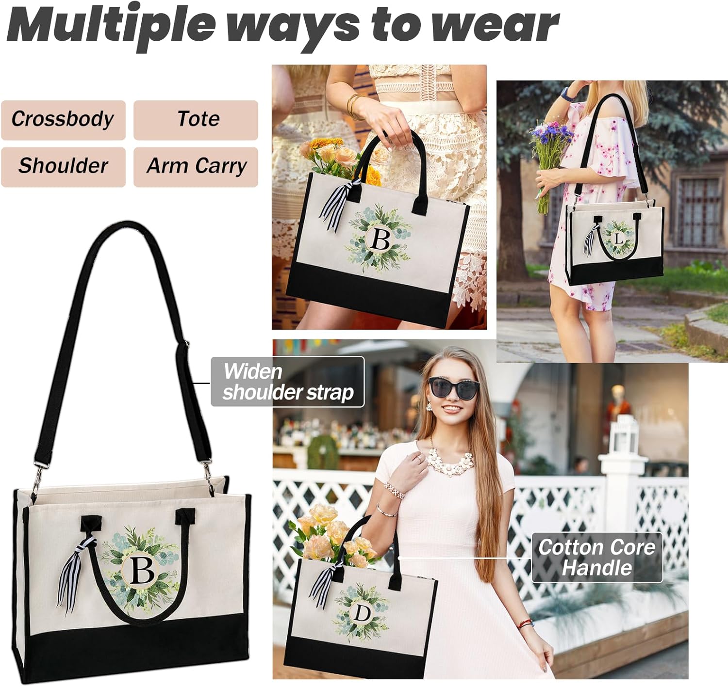 Bolsos personalizados para mujer, bolsa de mano para la playa de novia con cremallera, iniciales personalizadas, regalos de cumpleaños con monograma