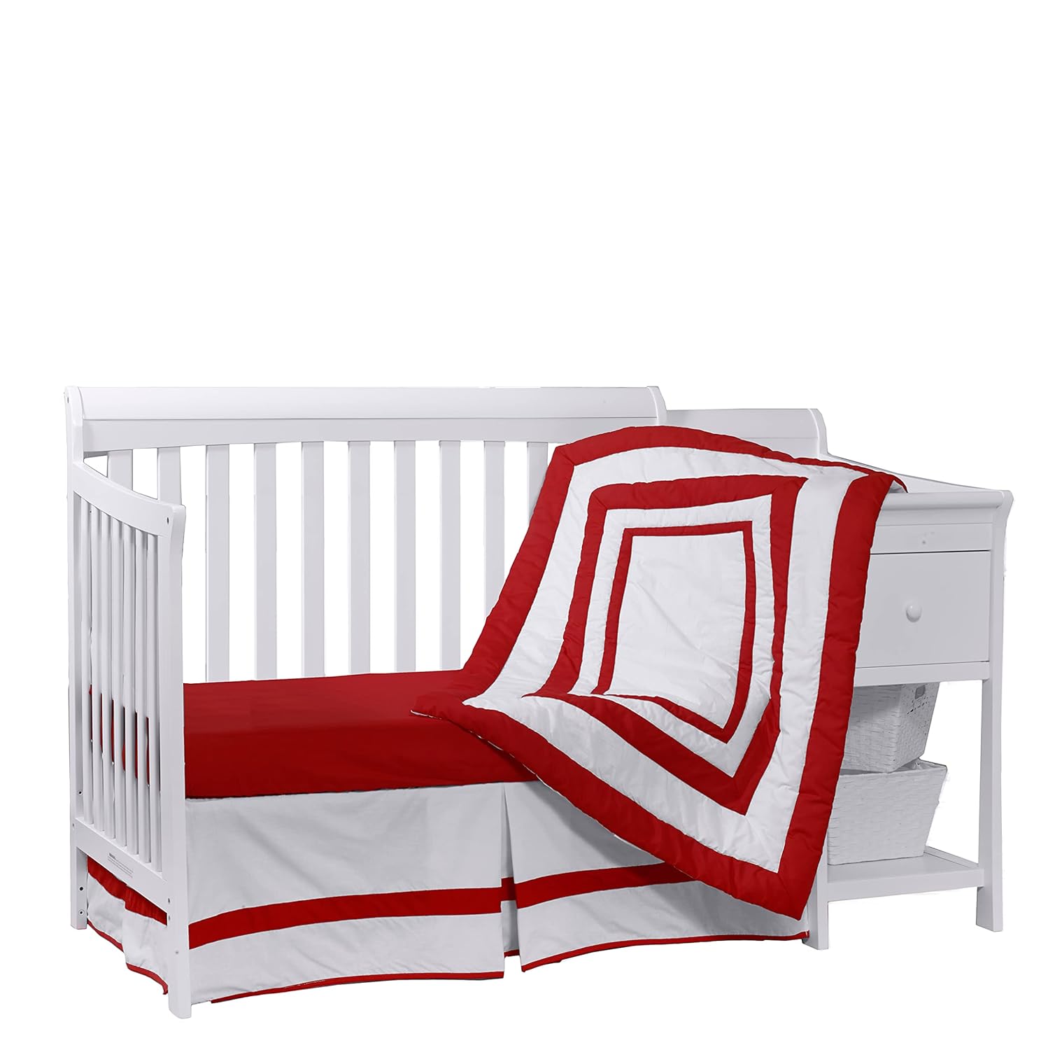 Baby Doll Juego de ropa de cama de cuna de 3 piezas, estilo moderno de hotel, rojo (1250c3-rojo)