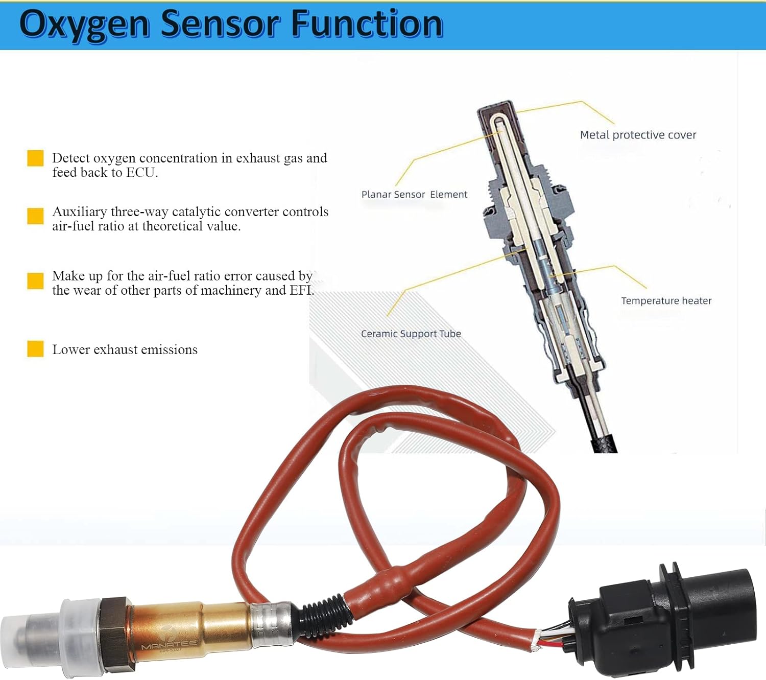 MANATEE 250-25035 234-5107 Sensor de oxígeno O2 ascendente para Audi A3 TT, para Volkswagen VW CC Eos Jetta Passat GTI, para Ford F150 Expedition