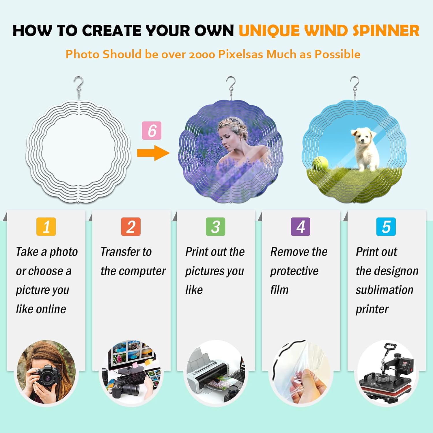 Paquete de 6 unidades de 8 pulgadas 10 pulgadas de sublimación de viento en blanco, de aluminio doble sublimación en blanco, espacios en blanco de