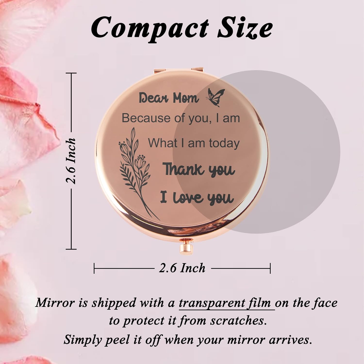 Casfine Regalos personalizados para mamá  Regalos de espejo compacto grabado con agradecimiento para mamá  Los mejores regalos para mamá de hijo