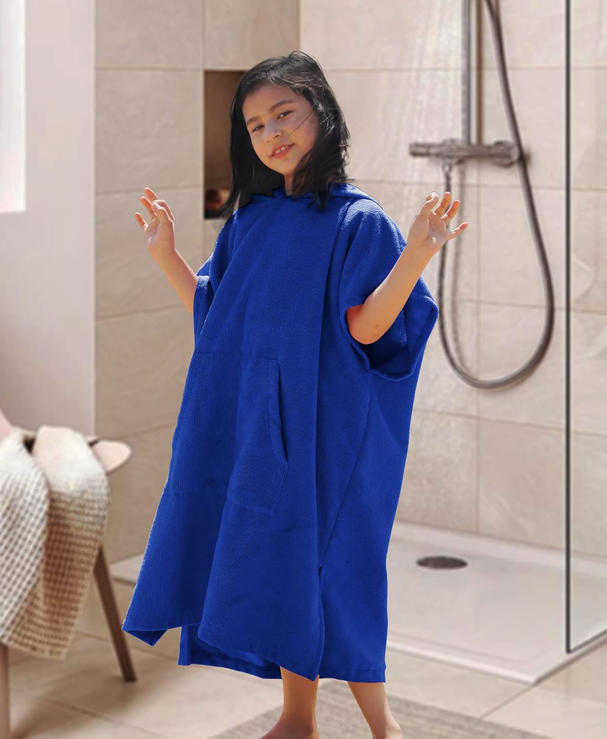 MissShorthair Toalla Poncho para niños, toalla de playa con capucha para niña y niño, poncho de surf, bata de baño, toalla de baño de microfibra,