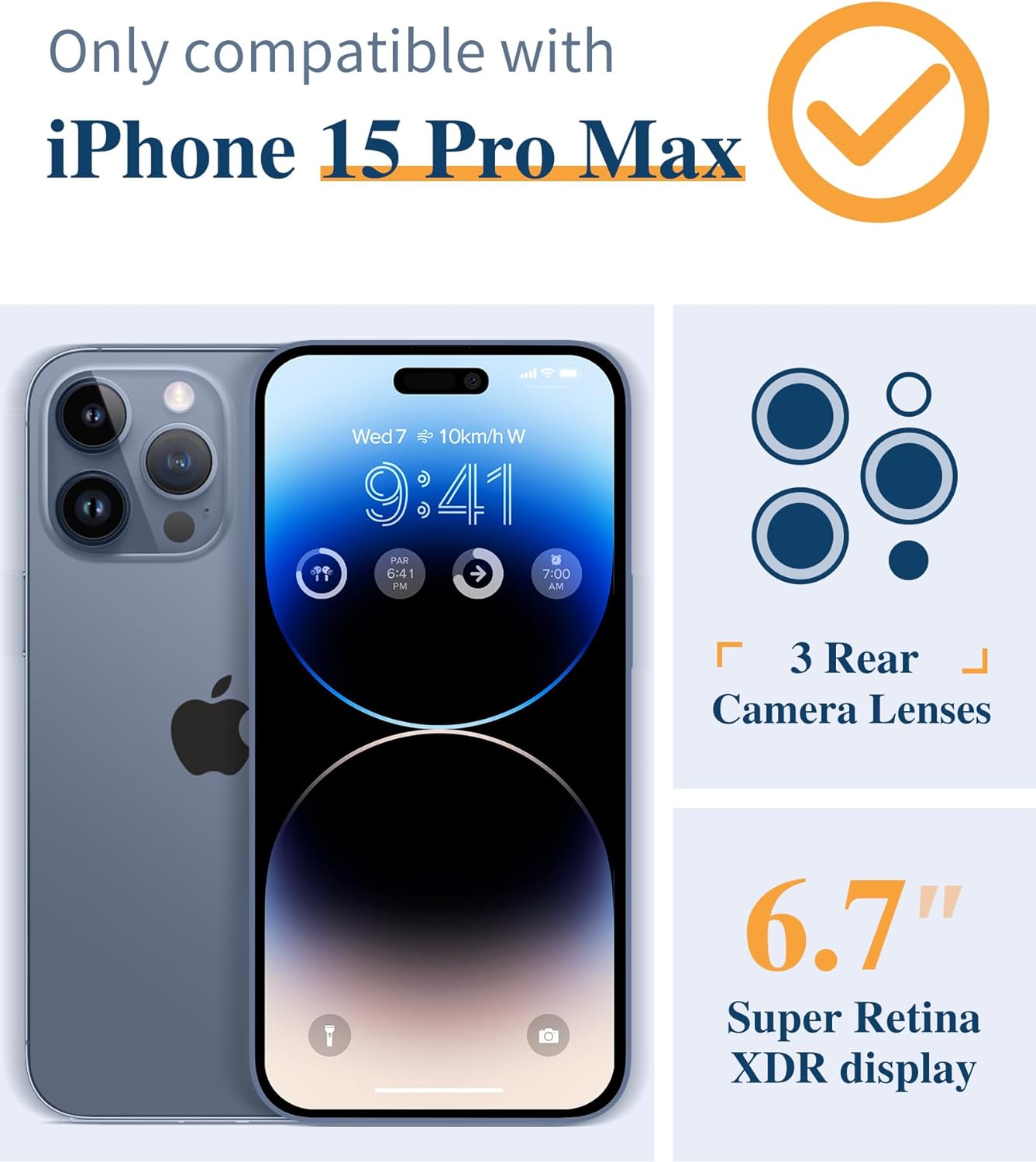 GVIEWIN Funda floral para iPhone 15 Pro Max, con 2 protectores de pantalla y 2 protectores de lente de cámara, policarbonato duro + TPU parachoques