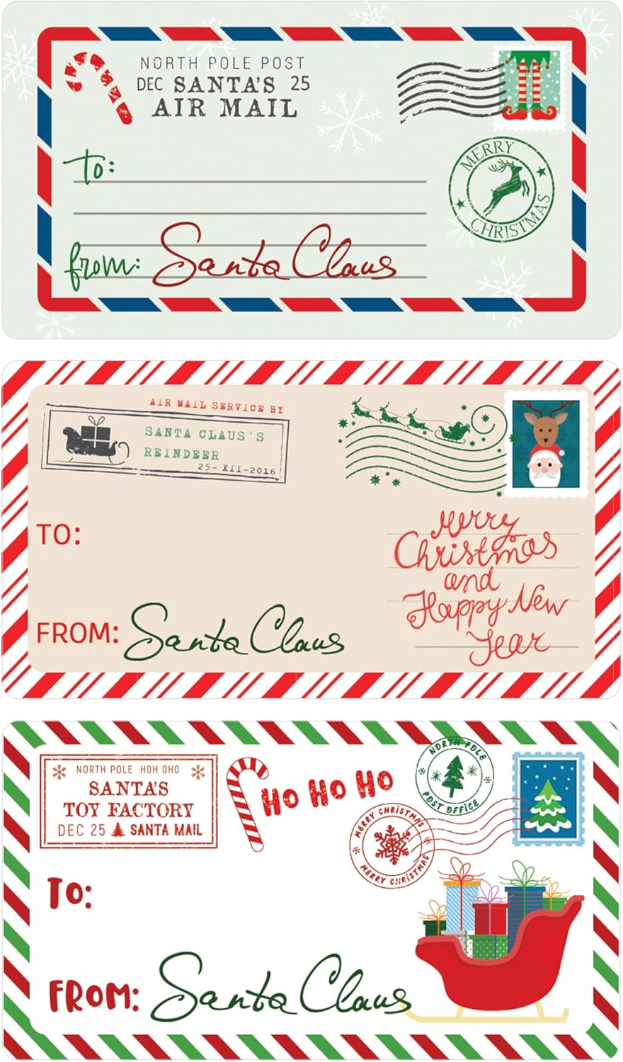 Etiquetas adhesivas de Navidad de Papá Noel, 75 etiquetas, etiquetas de regalo para niños