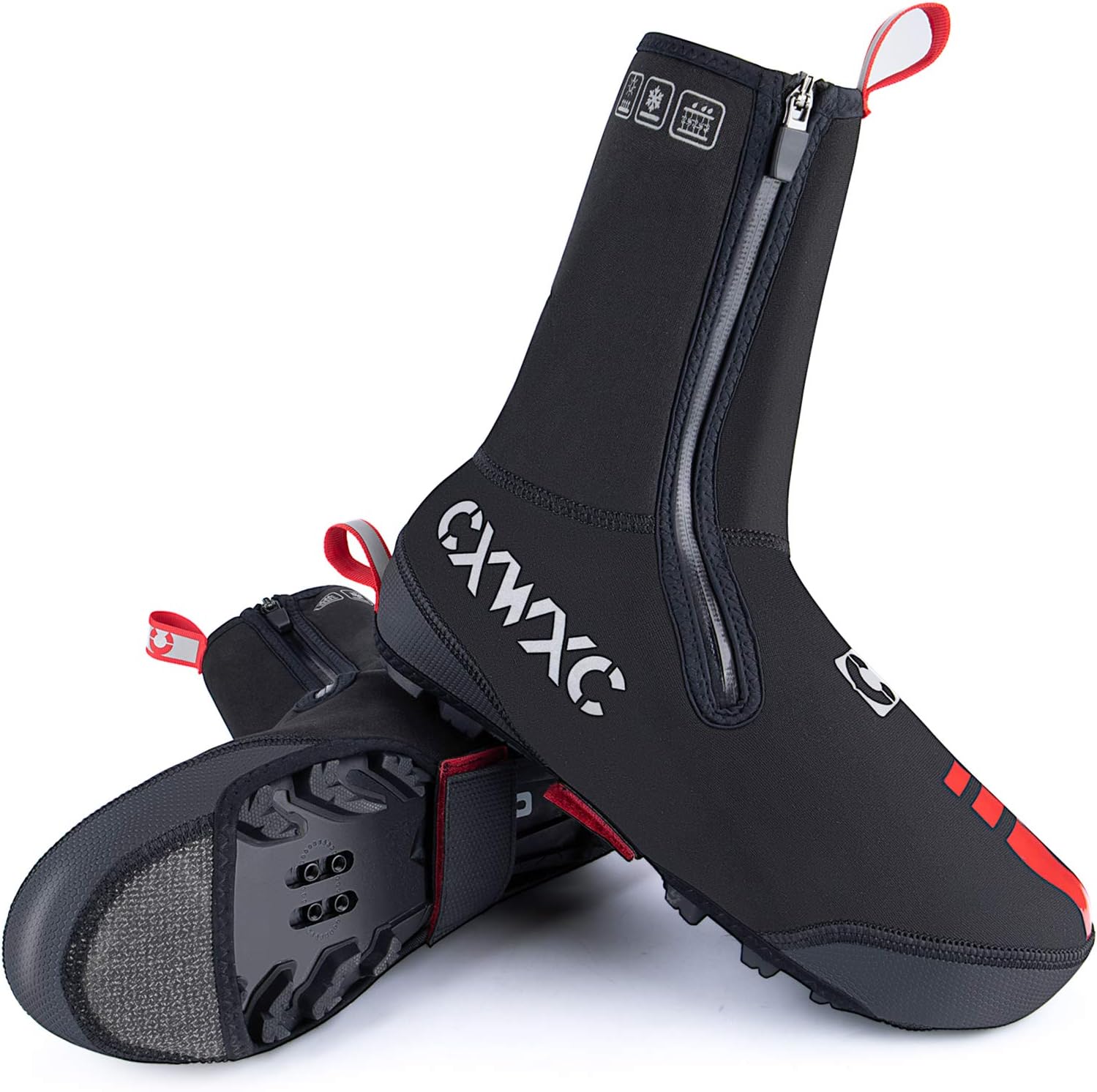 CXWXC Fundas de neopreno impermeables para zapatos de ciclismo, para invierno, térmicos, cálidos, para hombres y mujeres, botas de bicicleta de