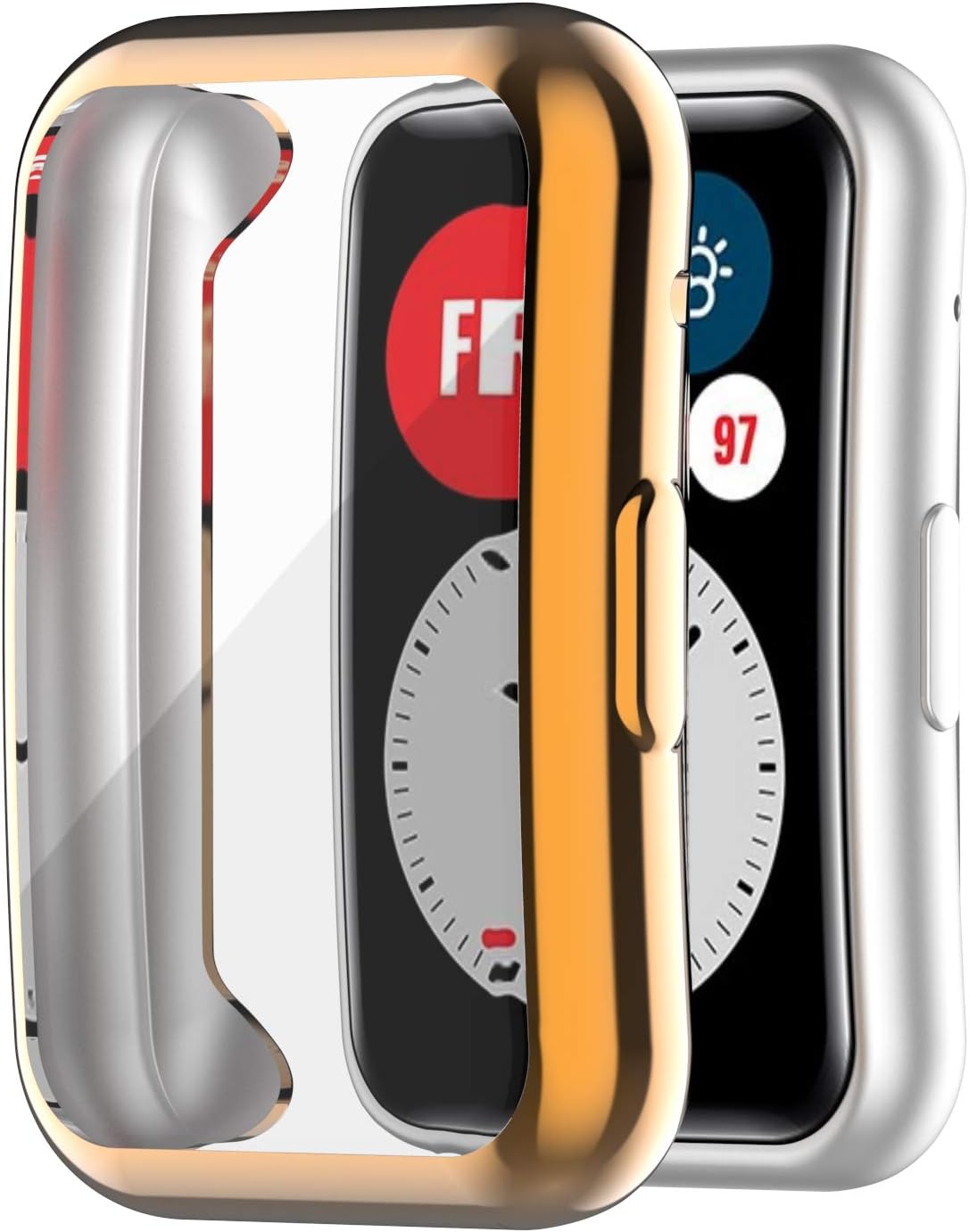 BabyValley Funda compatible con Huawei Watch Fit Case Full Coverage Protector de pantalla Bumper Shell para Watch Fit (oro rosa)