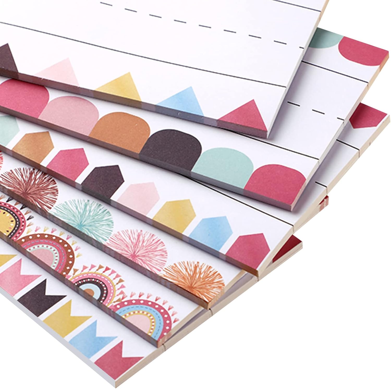 150 hojas de tiras de oraciones forradas estilo bohemio, tiras de palabras a rayas de colores, tiras adhesivas de nombre, tiras de papel para aula,