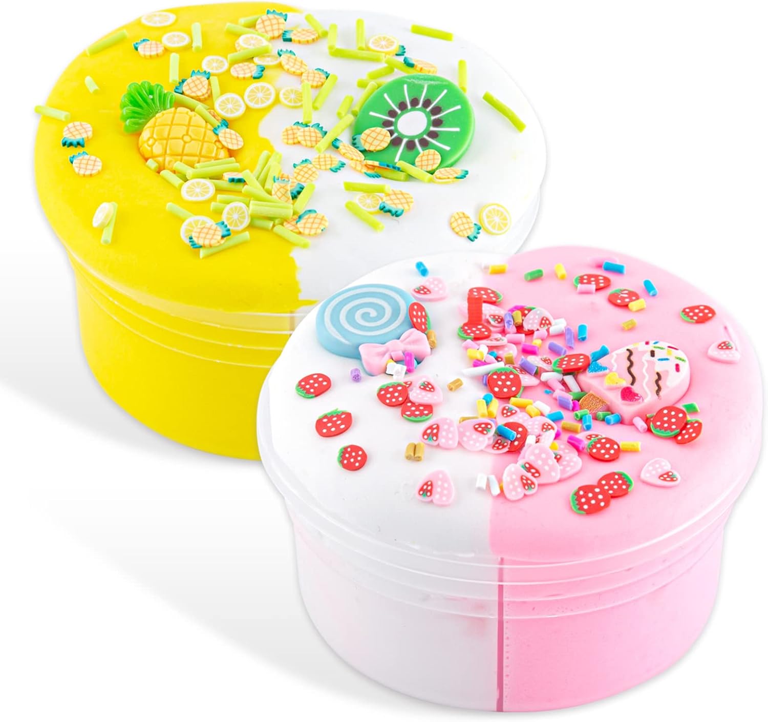 Kit de 2 piezas de limo de mantequilla, 4.1 onzas de helado de dos tonos para niñas y niños, juguete suave y antiadherente para aliviar el estrés,