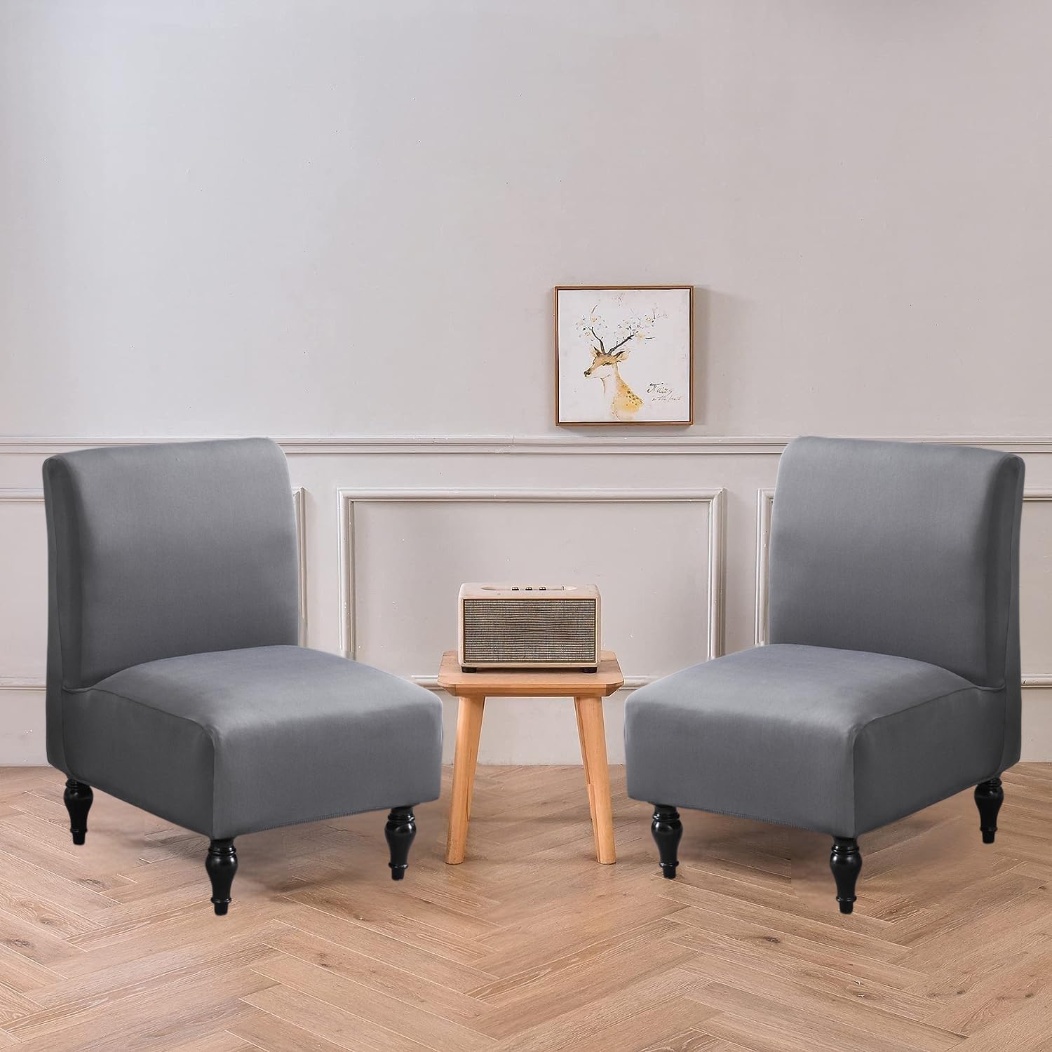 GOSTADY Funda elástica para silla sin brazos, lavable, funda protectora de muebles para silla sin brazos estampada extraíble para sala de estar,
