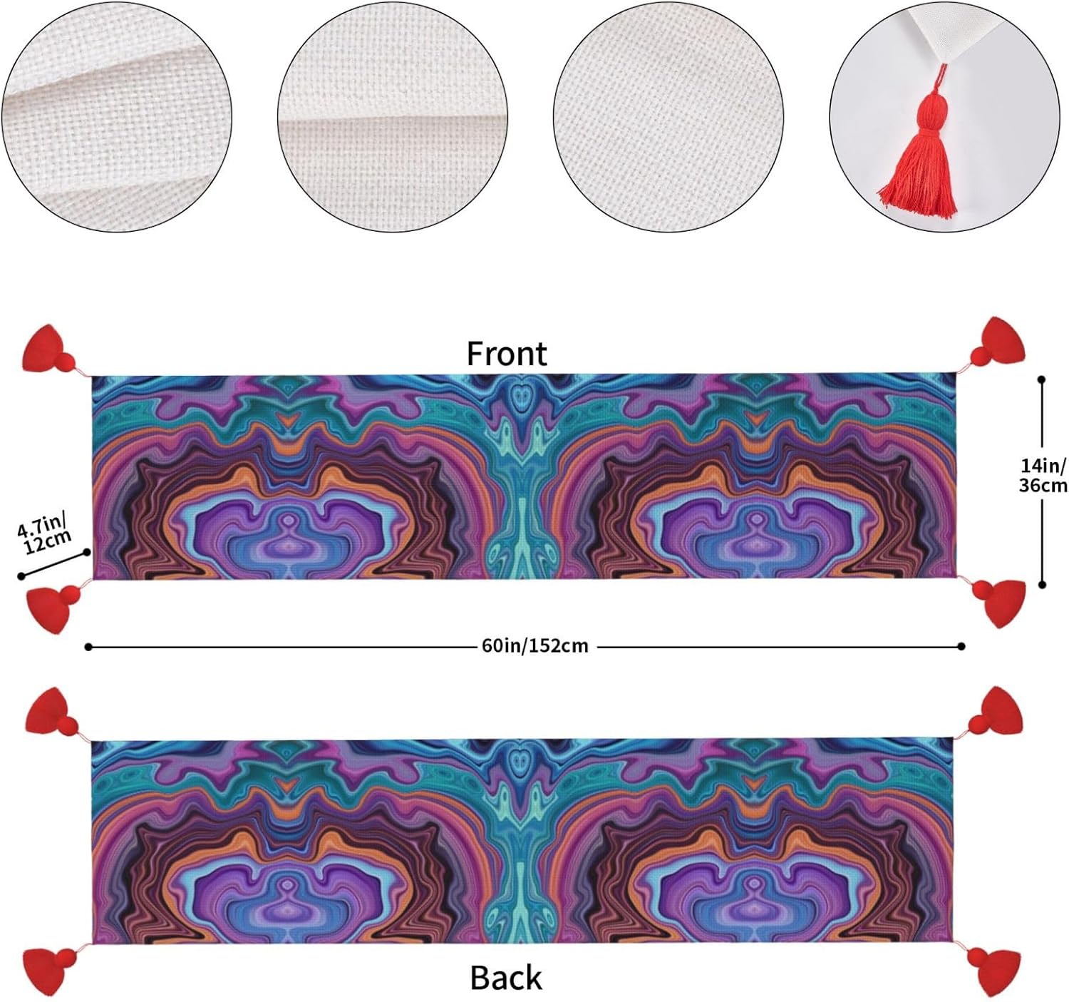 Camino de mesa de Navidad con acuarela de mármol líquido, decoración de mesa de comedor, decoración de Navidad, decoración de interiores del hogar,