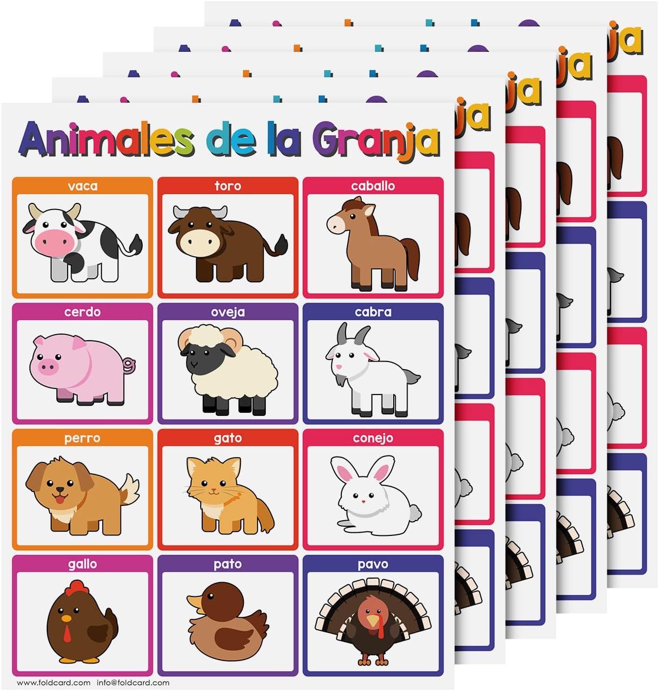 Animales de la Granja – Carteles educativos en español para niños, animales de granja, aprendizaje en aula y educación en casa, ayuda visual y