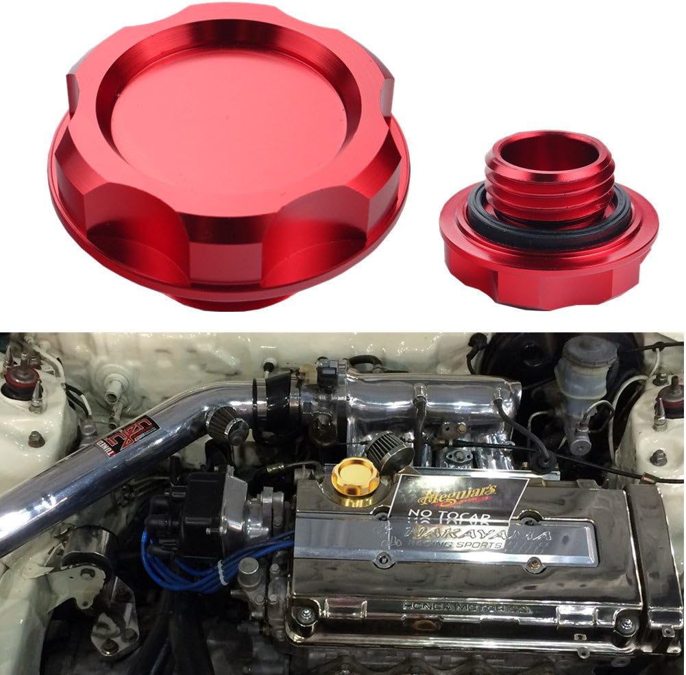 Tapa Billet para tanque de llenado de combustible, aceite para motor – Cubierta para Honda Acura Civic TL, Rojo
