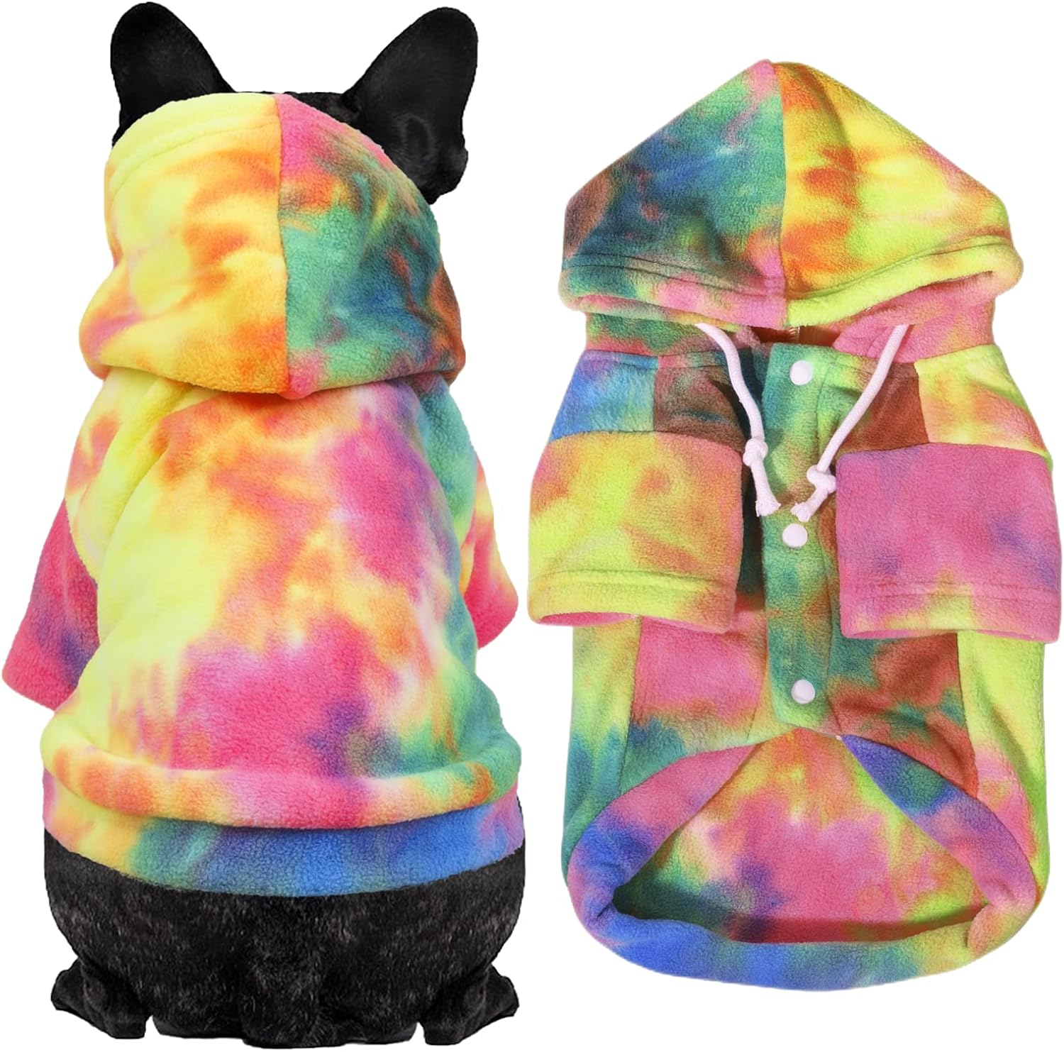 Ropa de perro con capucha de teñido anudado, abrigo de invierno para mascotas, sudaderas para cachorros para perros pequeños, niños y niñas