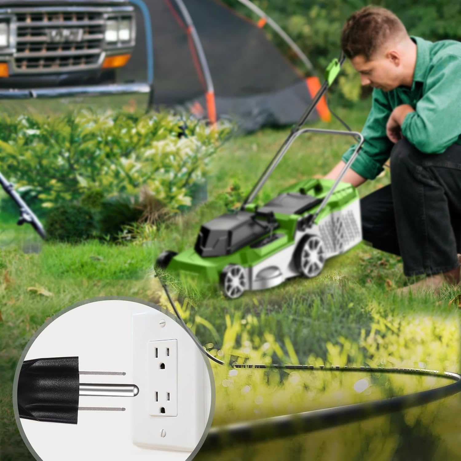 YOTIGER Cable de extensión para exteriores de 1 a 4 divisores para luces de Navidad, máximo 33.3 pies de extremo a extremo (43 pies en total),