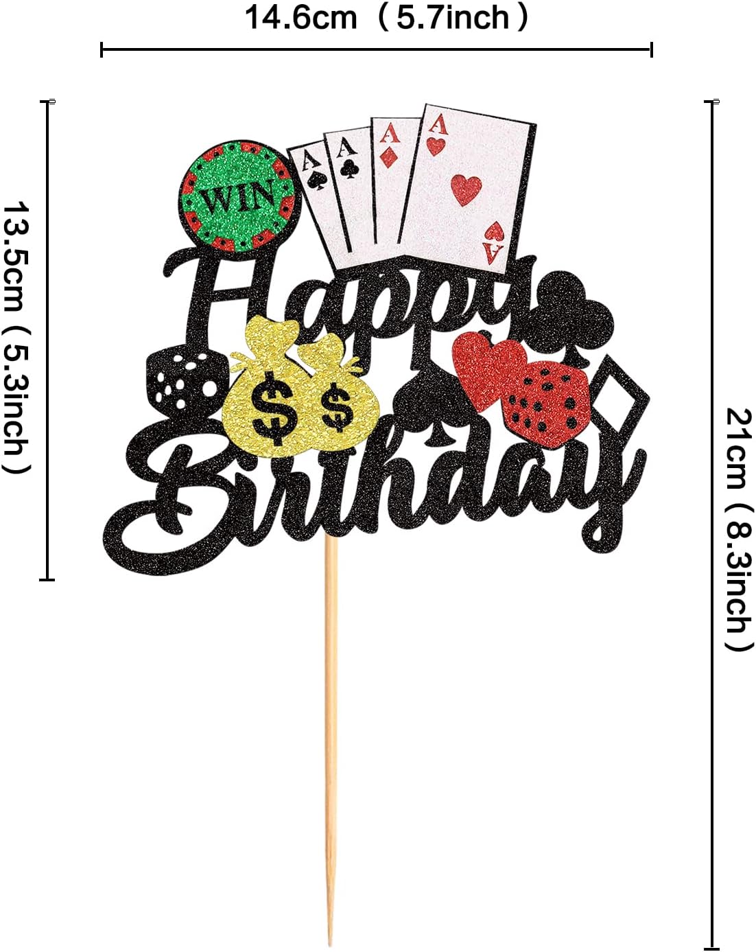 1 paquete de decoración de pastel de casino dados fichas de póquer de feliz cumpleaños decoración de pastel de juego de cartas tema para decoración