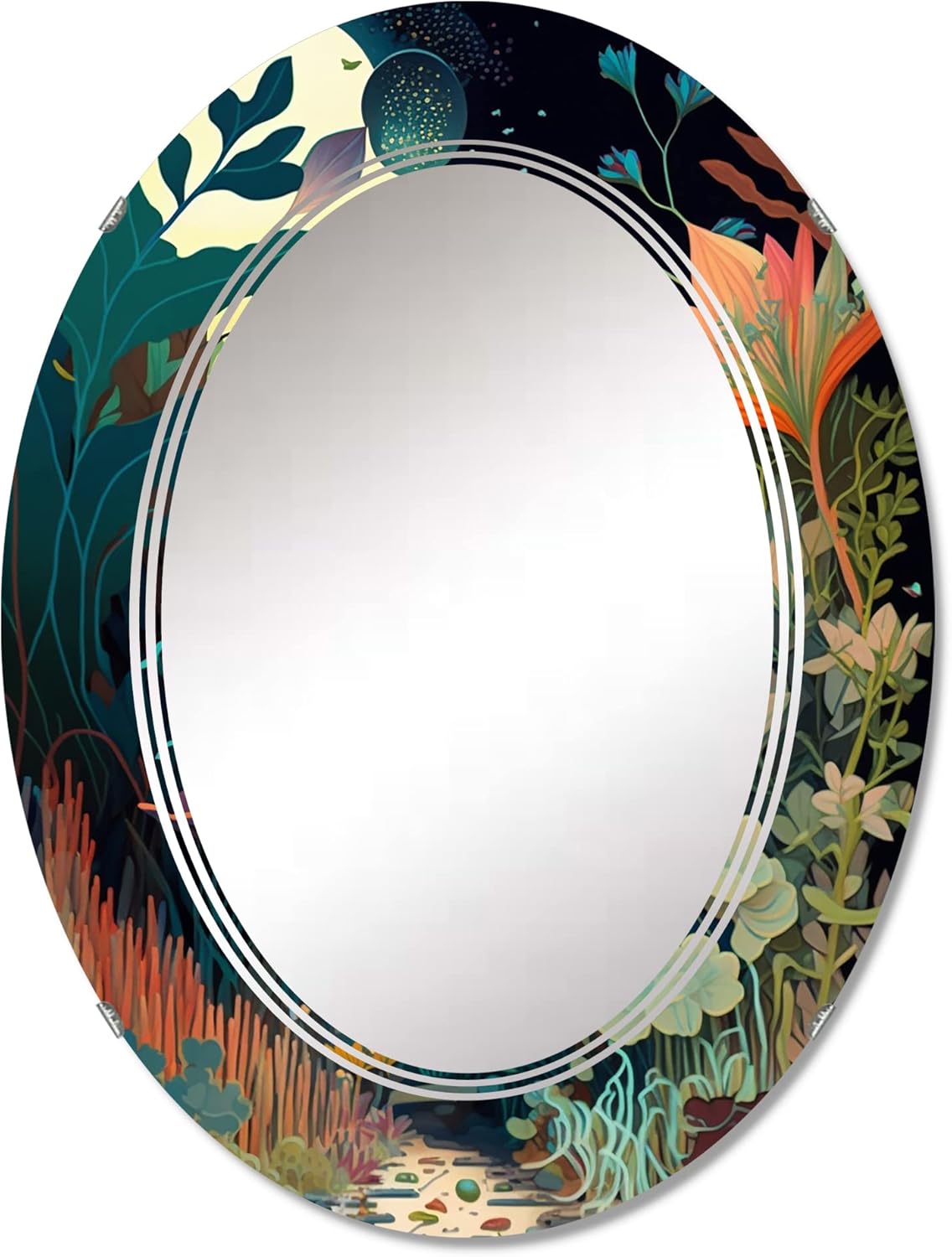 Bounties and Blooming Wilderness Blessings IV- Vanity Mirror, Bathroom Mirrors, Wall Mirrors for Living Room, Bedroom – Oval Mirror – Large 20’x30′,