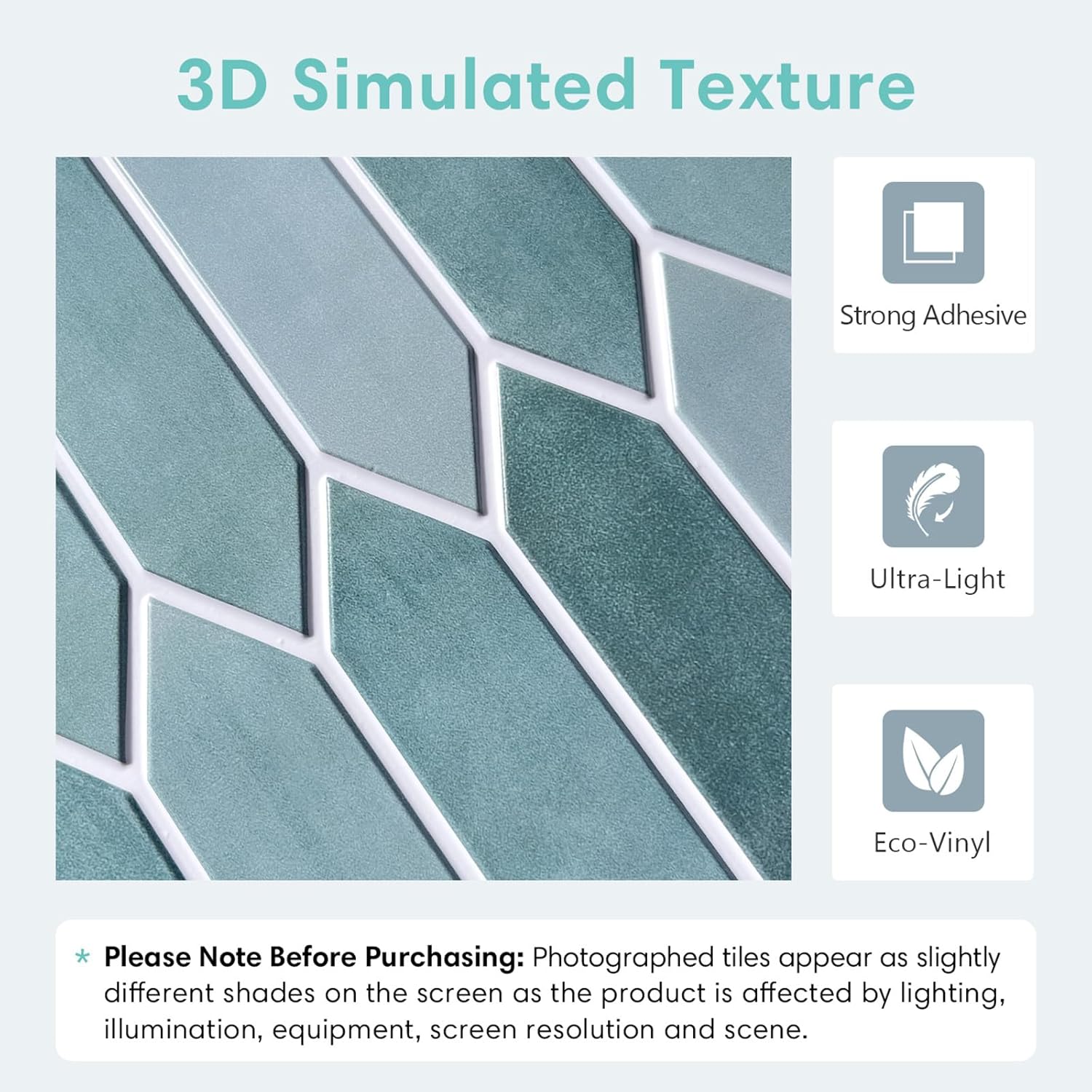 10 azulejos adhesivos de PVC mate de 11.8 x 11.8 pulgadas, ultralivianos y finos de PVC 3D, para despegar y pegar, para cocina, sala de estar,