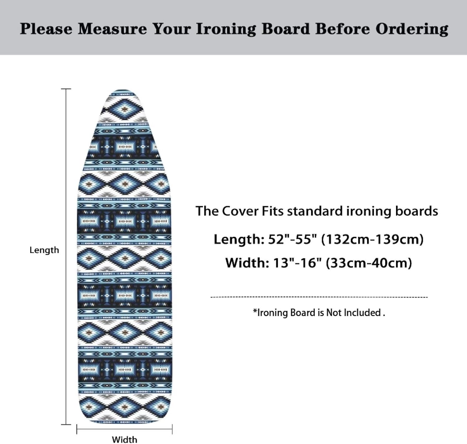 chaqlin Navajo – Funda acolchada para tabla de planchar con estampado étnico étnico azteca, tamaño estándar, 15 x 54 pulgadas, borde elástico,
