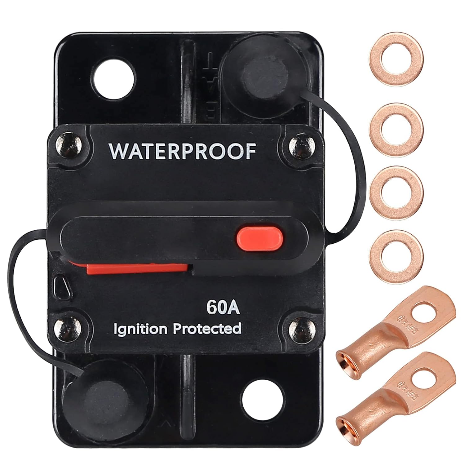 Disyuntor de 60 amperios, con reinicio manual, impermeable, 12V-48V CC, 30-304A, para motores marinos de arrastre de automóvil, barco, ATV,