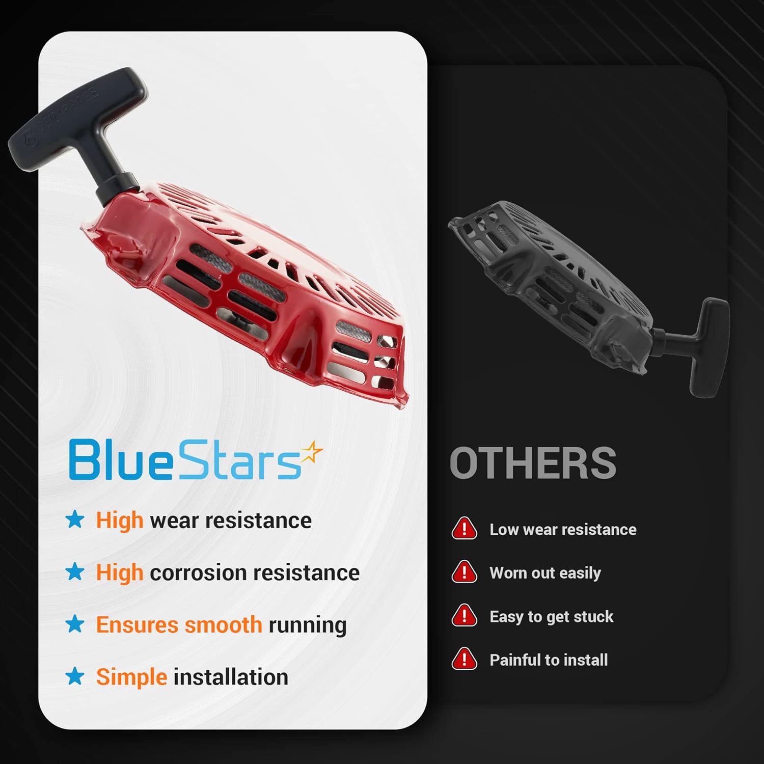 BlueStars Arrancador de retroceso GX160 con cuerda de tracción – para Honda GX120 GX160 GX200 Arrancador de tracción (patas de varilla de acero)