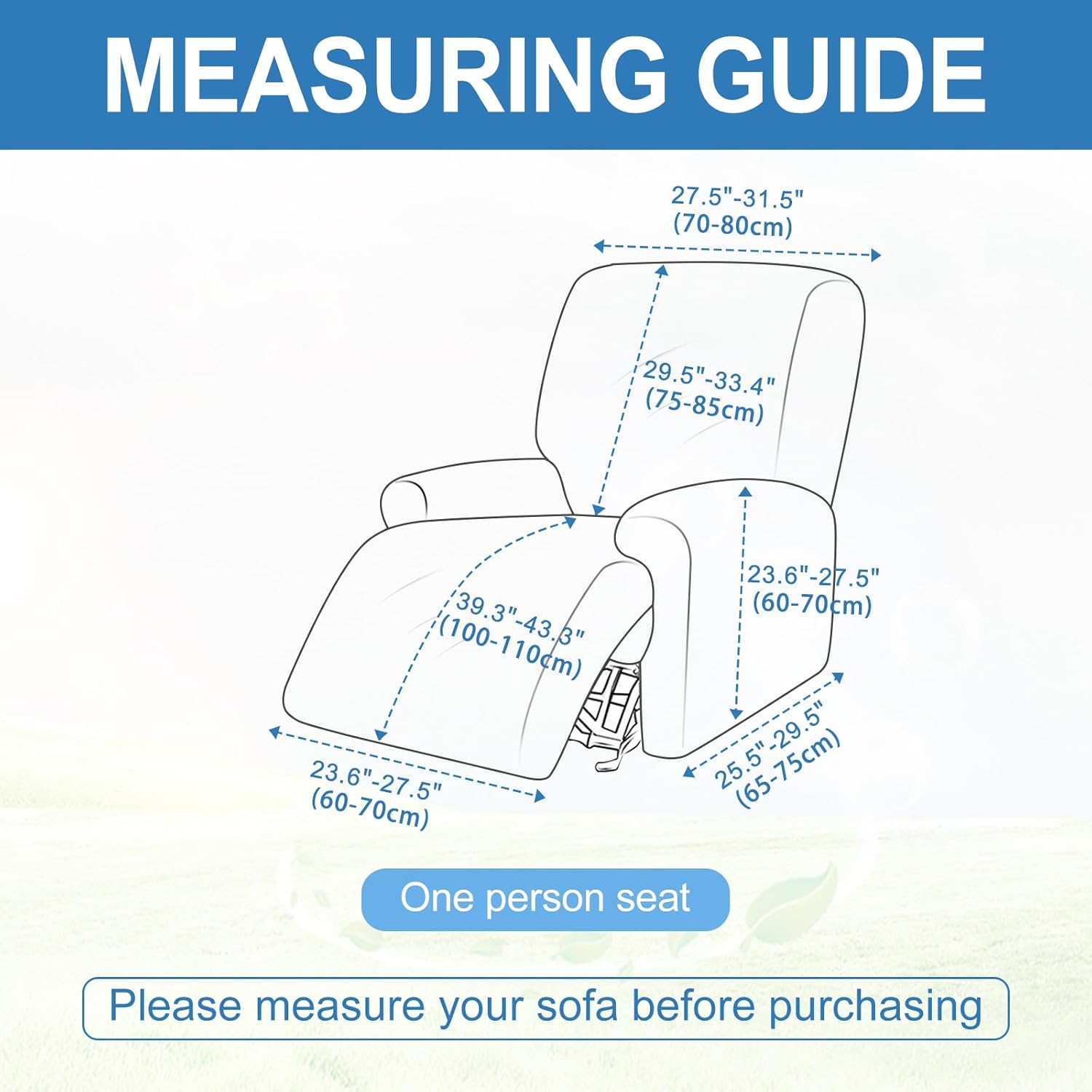 Funda reclinable 100% impermeable de 4 piezas para sillas reclinables grandes, fundas elásticas para sillas reclinables con brazos, protector de