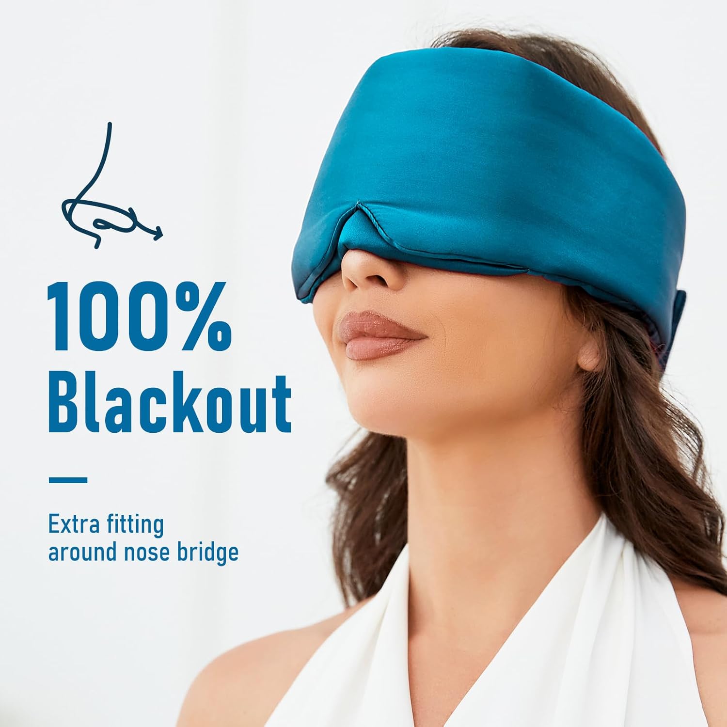 Máscara para dormir de seda real, máscara de ojos 100% opaca, máscara de dormir ajustable para dormir de lado, venda refrescante para hombres y