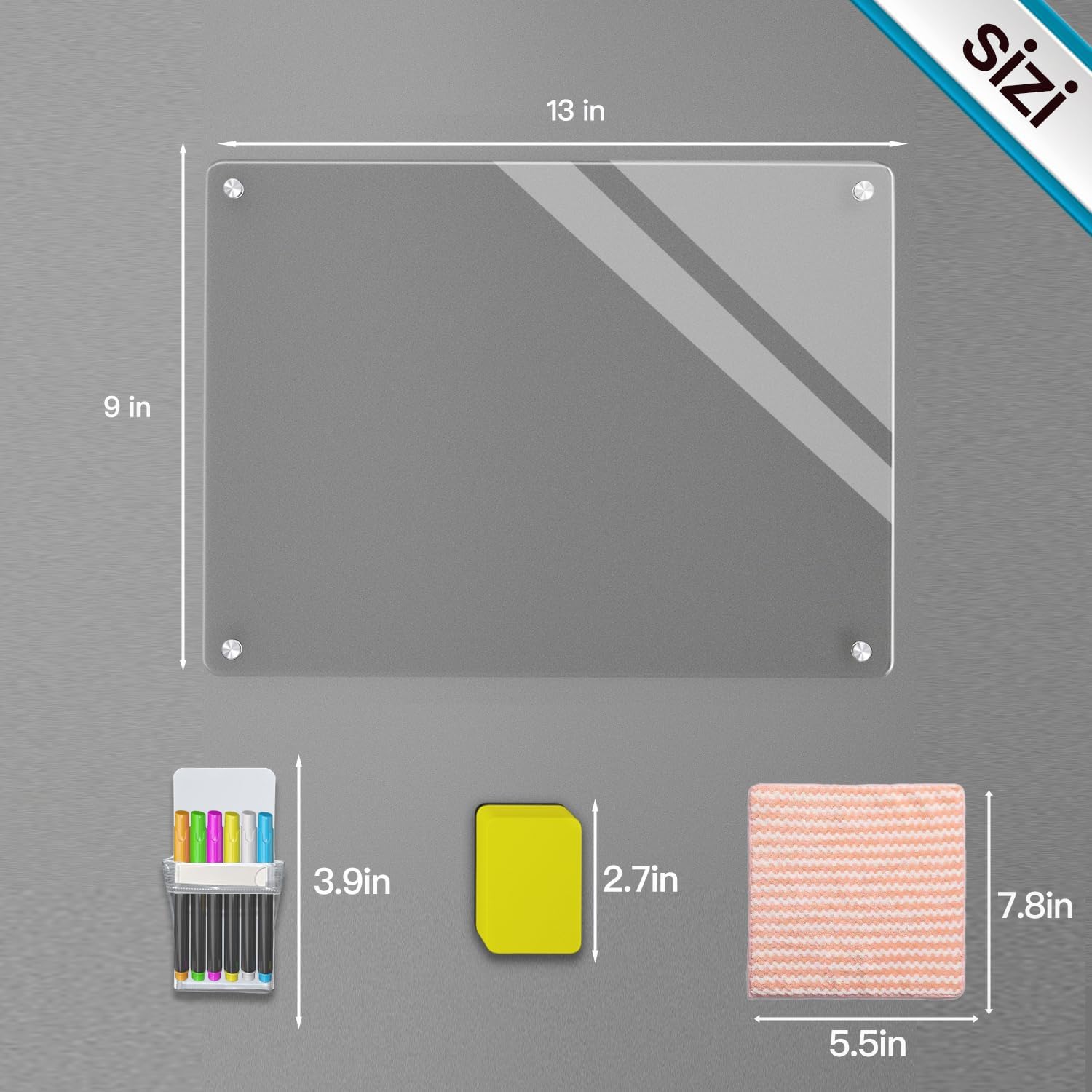 Pizarra acrílica de borrado en seco de 9 x 13 pulgadas para refrigerador, pizarra magnética transparente de borrado en seco para refrigerador,