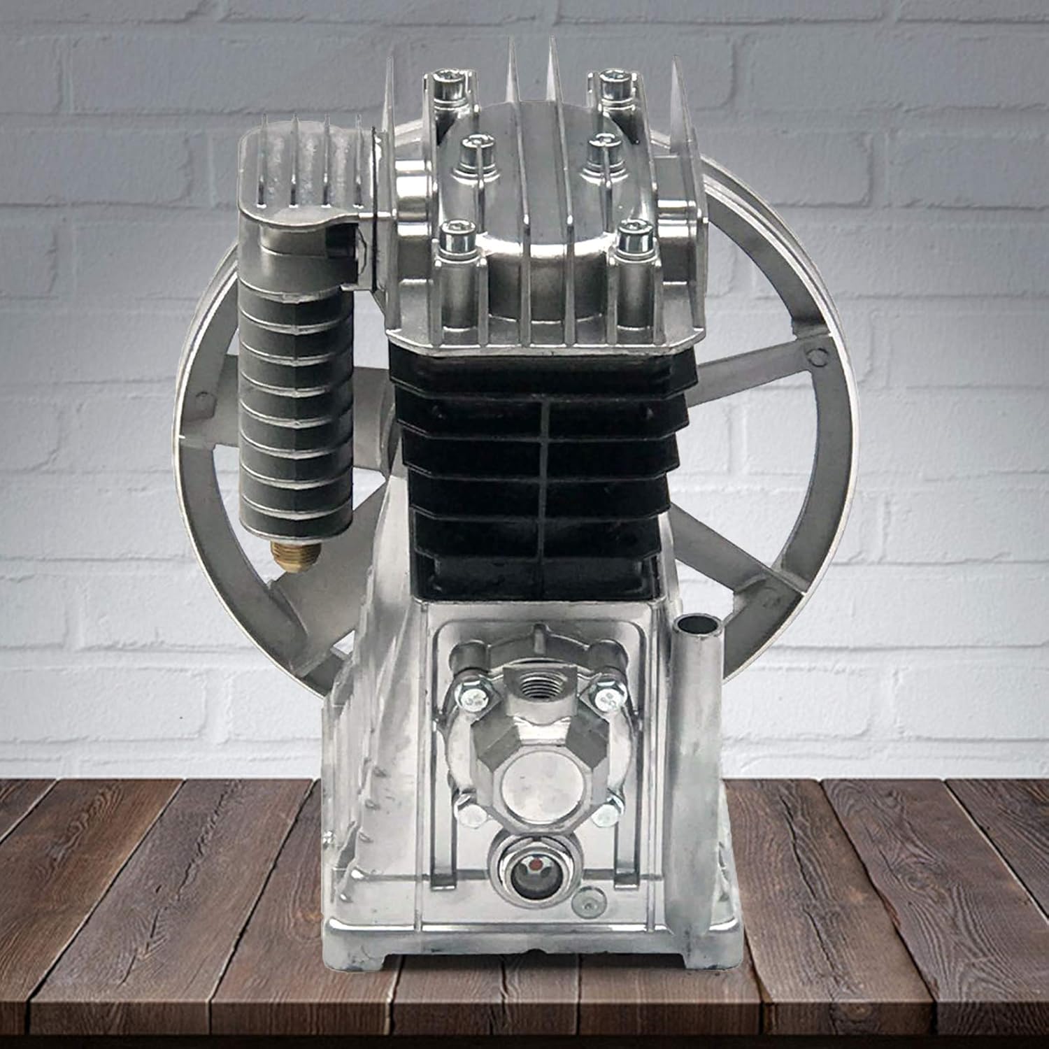 Bomba de compresor de aire 2HP, bomba de cabeza de compresor de aire de cilindro gemelo de pistón de 1.5KW, bomba lubricada de aceite de aluminio