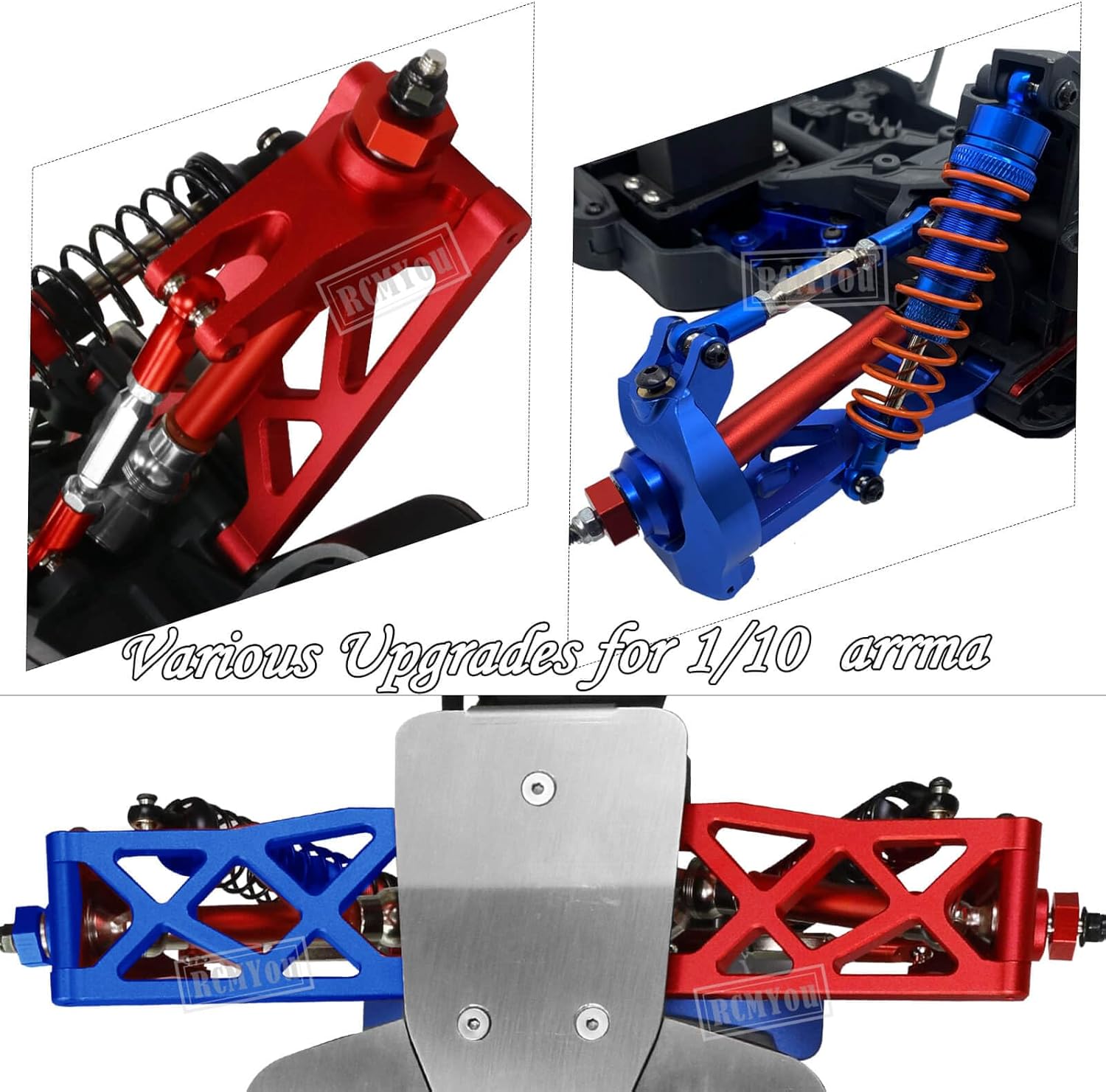 Pieza de mejoras para 110 Arrma VorteksGranitoSenton 4×4 3S Blx Mega 550, amortiguadores RC, torre de choque, brazo de suspensión delantero y