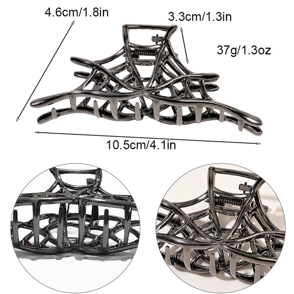 Pinzas de metal para el cabello de telaraña, pinzas negras para cabello fino con forma de telaraña, diseño hueco, accesorios para el cabello de