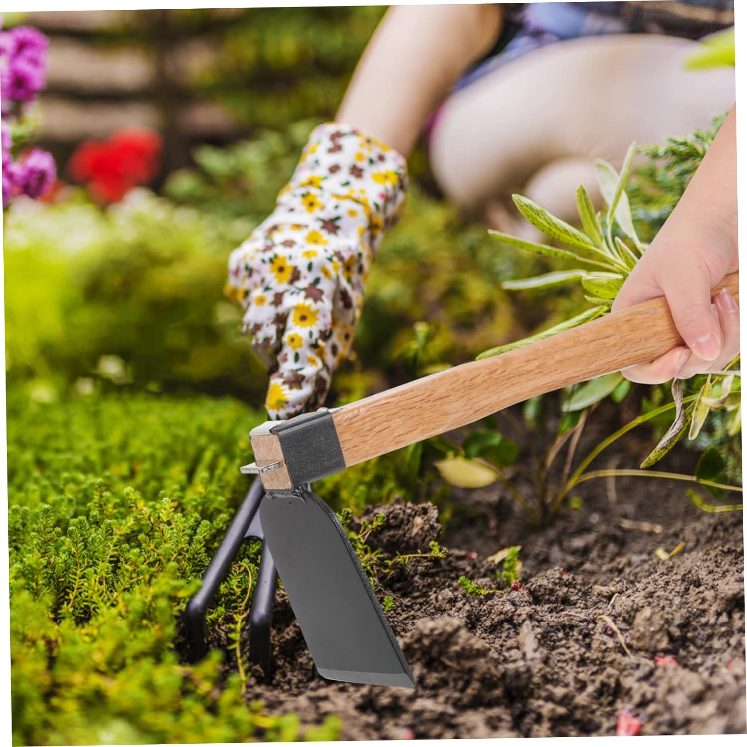 Yardwe Manejar Azada Jardín Hierro Conveniente Ligero Cabeza De Mano Excavación De Madera Jardinería Herramienta De Deshierbe Flor De Mano Suelo