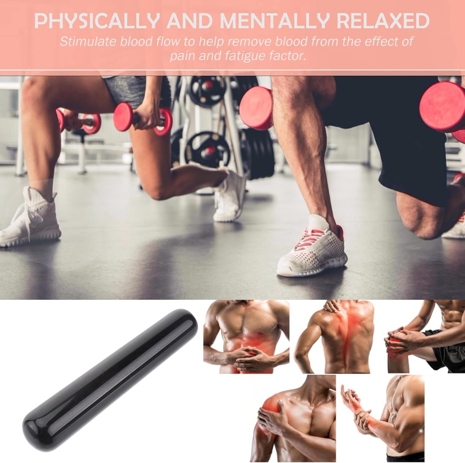 Rodillo de masaje Spa Herramientas de masaje Reflexología tradicional Pie Gua Raspado Relax Black Stick Sha Obsidiana Masaje tailandés Fascitis