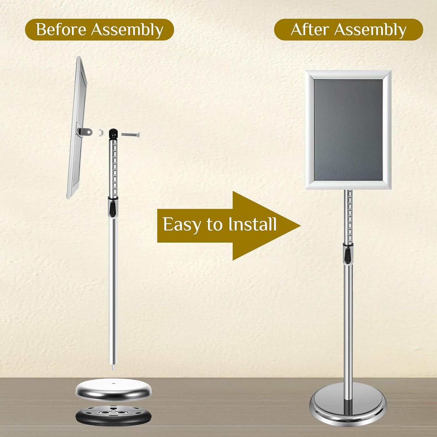 6 soportes para pósteres de 8.5 x 11 pulgadas, ajustable, resistente, con pedestal ajustable, para exhibición, póster, negocios, espectáculos,