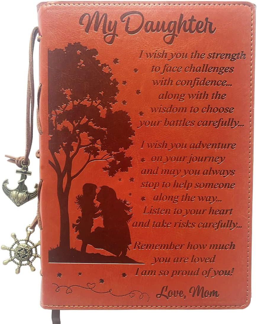TNJ1 – Cuaderno de cuero con texto en inglés “To My Daughter”, con texto en inglés “To My Daughter”, con texto en inglés “To My Daughter”, diseño de