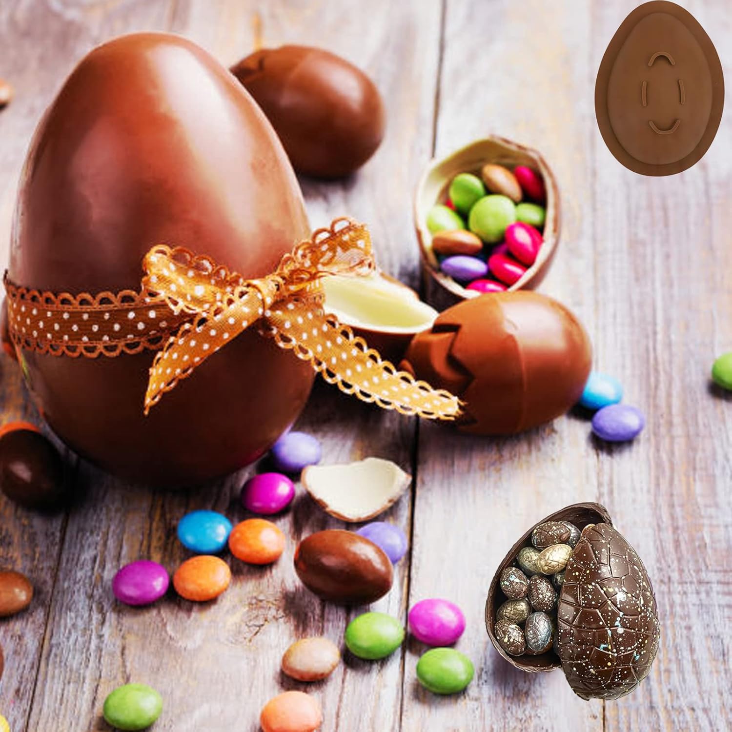 2 moldes de silicona para huevos de Pascua, moldes de silicona para huevos de chocolate, moldes de silicona grandes para chocolate, moldes de