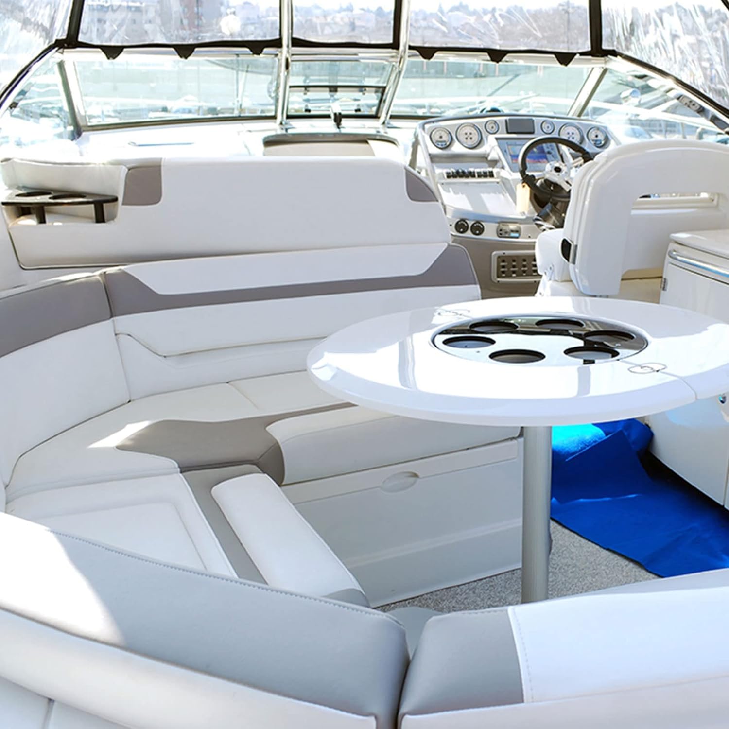 Tela marina de vinilo de cuero sintético, almohadillas interiores de repuesto para barcos y techos, más suave y duradera (48 x 55 pulgadas, gris)
