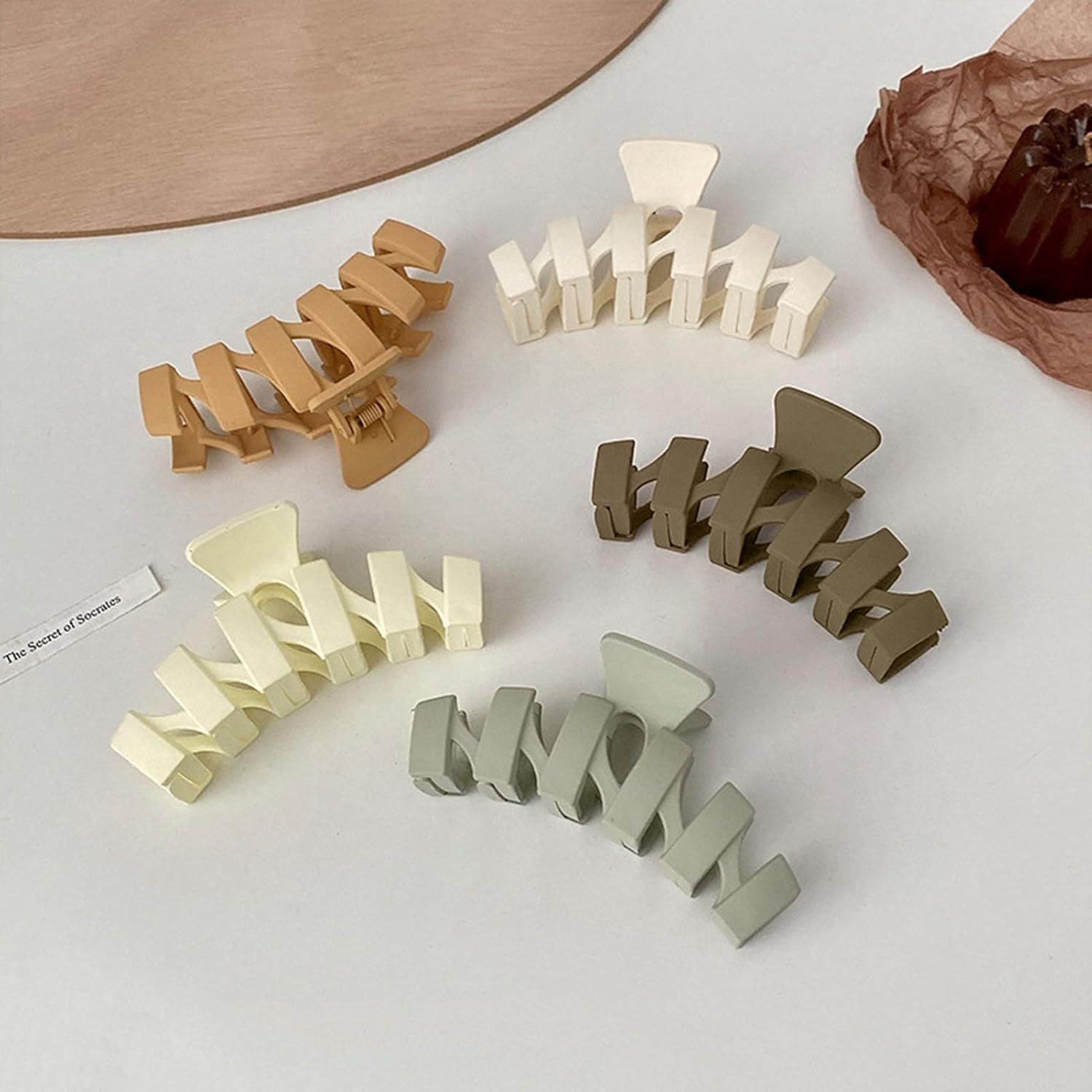 Pinzas para el cabello de 4.3 pulgadas grandes para mujer, cabello rizado y grueso, clips de plátano grandes mate, clips de mandíbula de sujeción