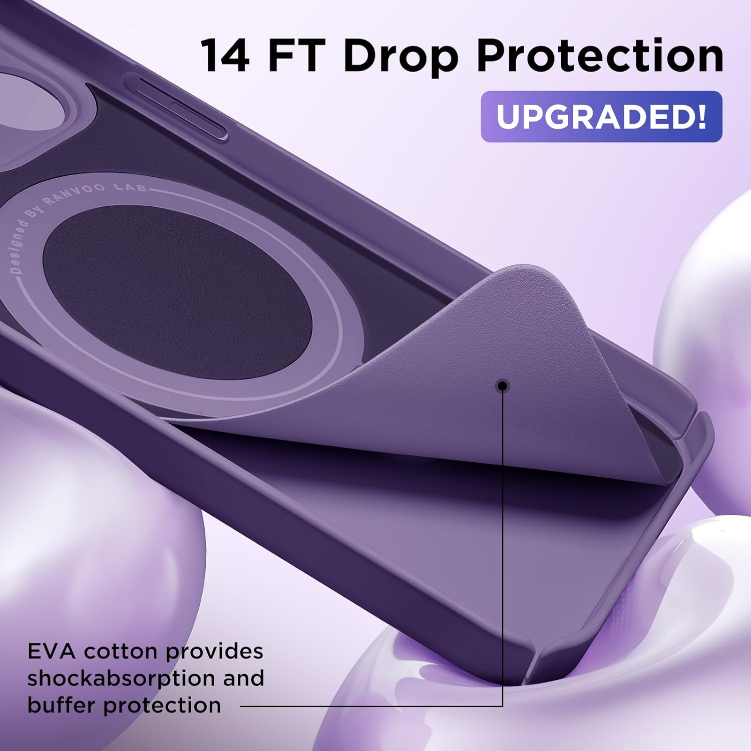 Funda para iPhone 14 Pro Max con soporte magnético invisible protección militar contra caídas compatible con MagSafe antihuellas, interior de espuma